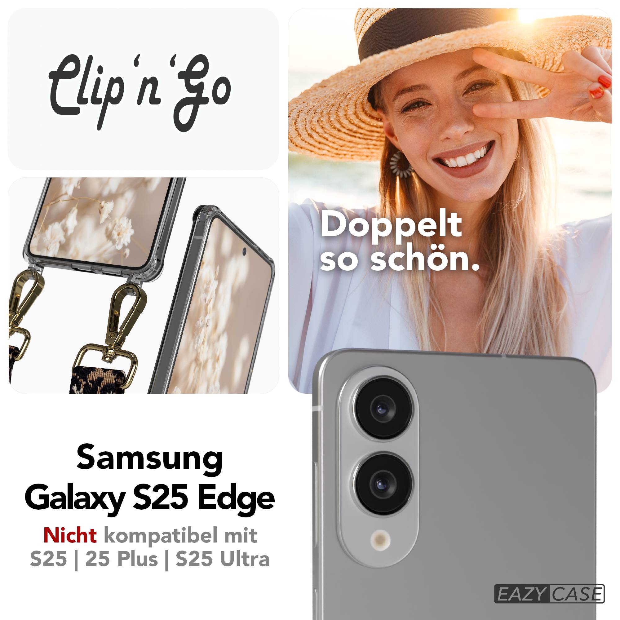 Samsung Galaxy S25 Edge Handykette mit MagSafe Hülle und Boho Trageriemen