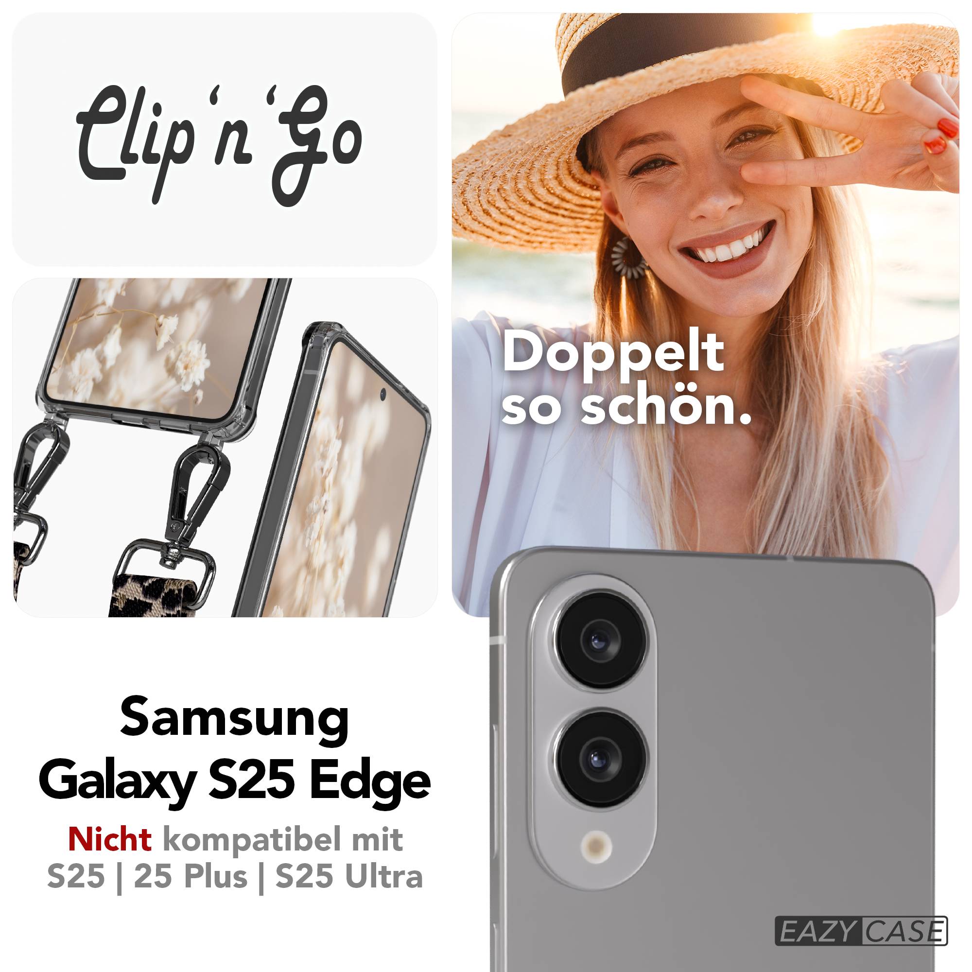 Samsung Galaxy S25 Edge Handykette mit MagSafe Hülle und Boho Trageriemen
