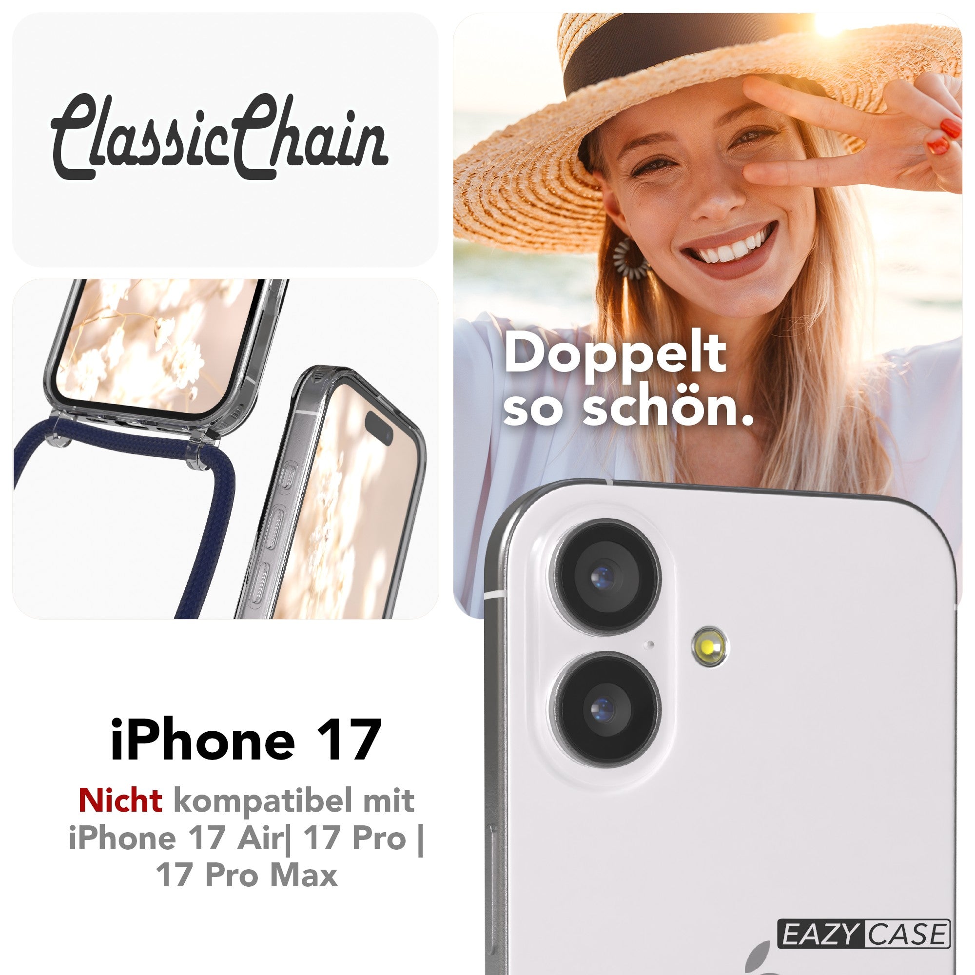 iPhone 17 transparente Hülle + Kordel