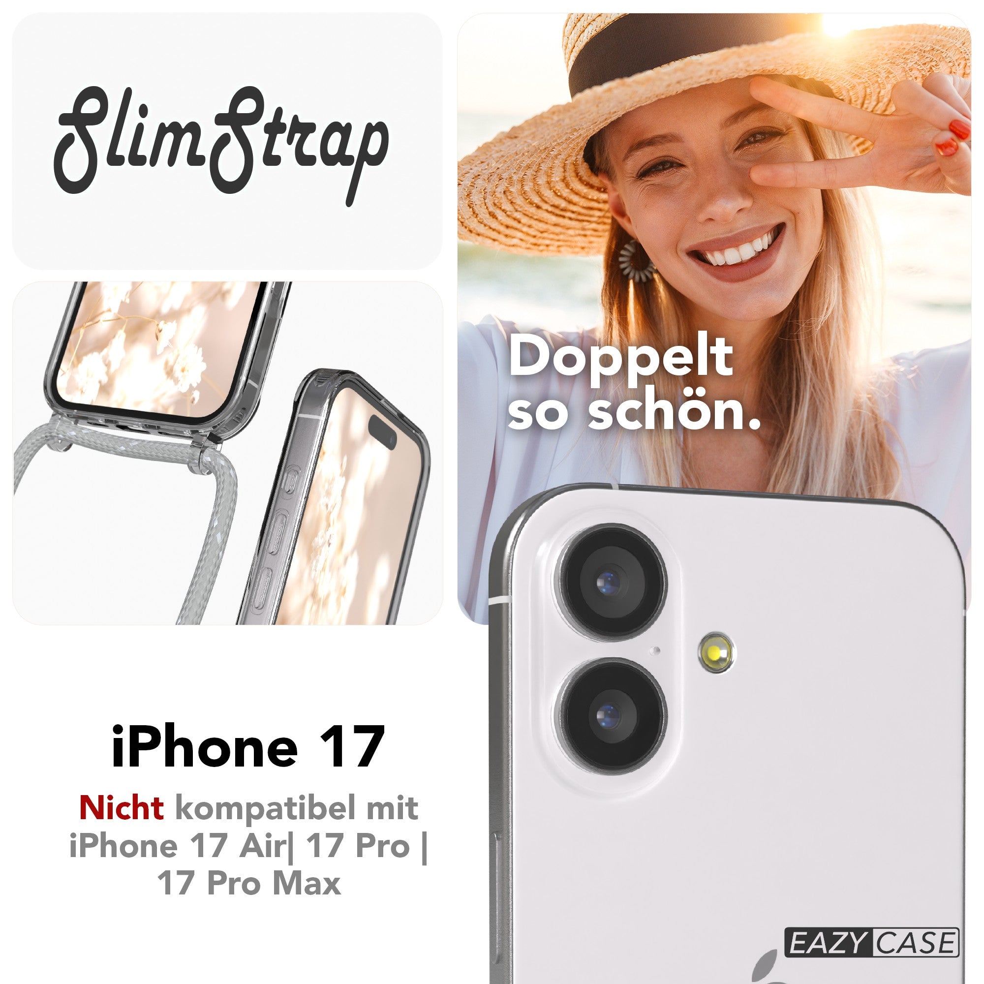 iPhone 17 transparente Hülle + Kordel mit MagSafe