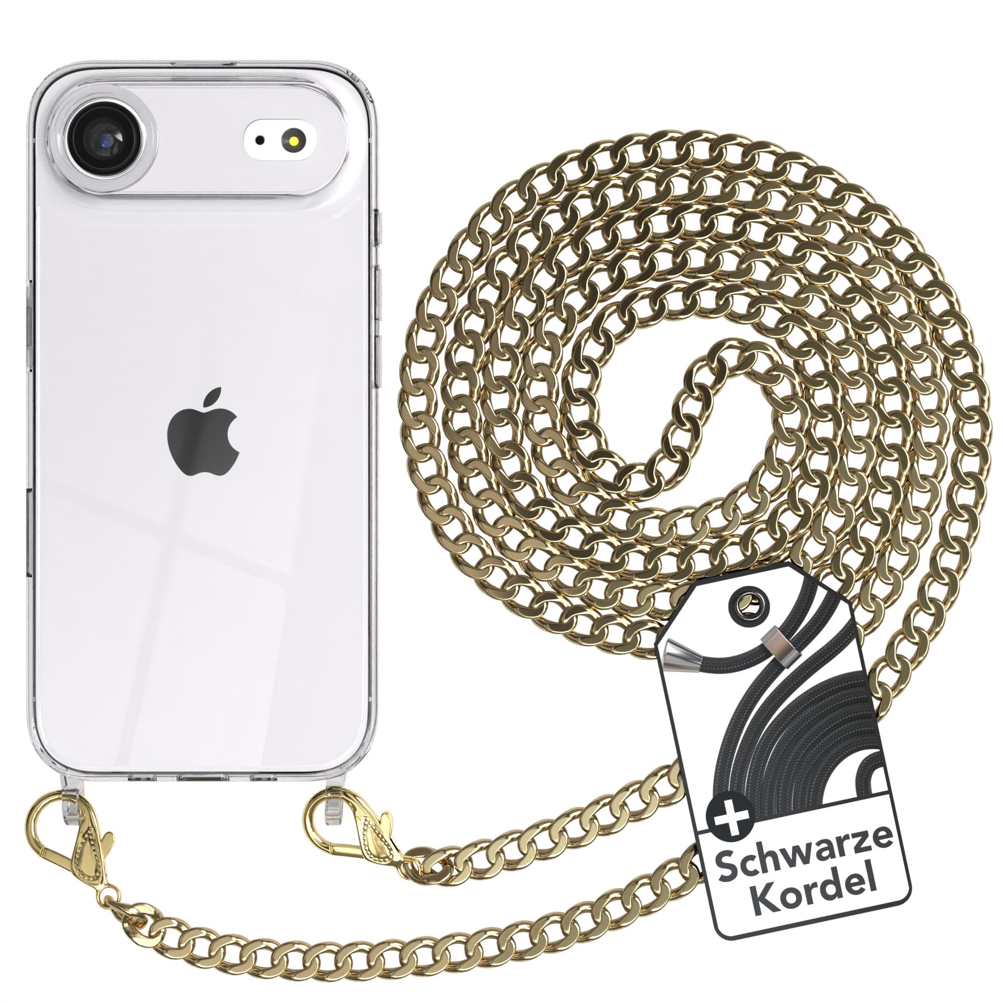 iPhone Air Hülle mit Metallkette + Schwarze Kordel