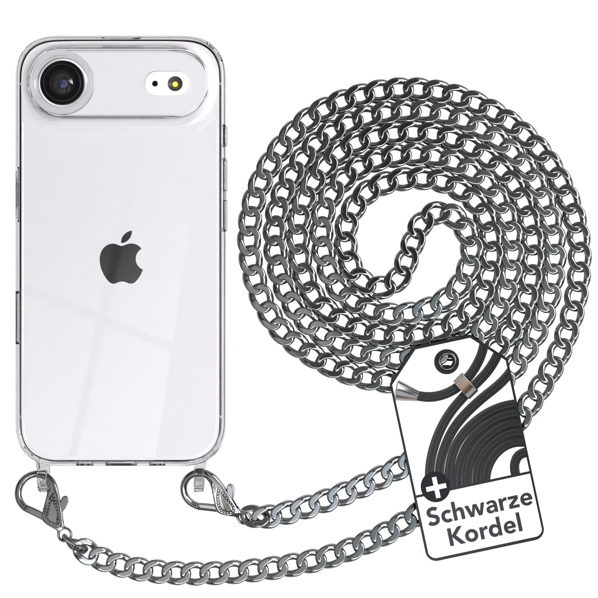 iPhone Air Hülle mit Metallkette + Schwarze Kordel