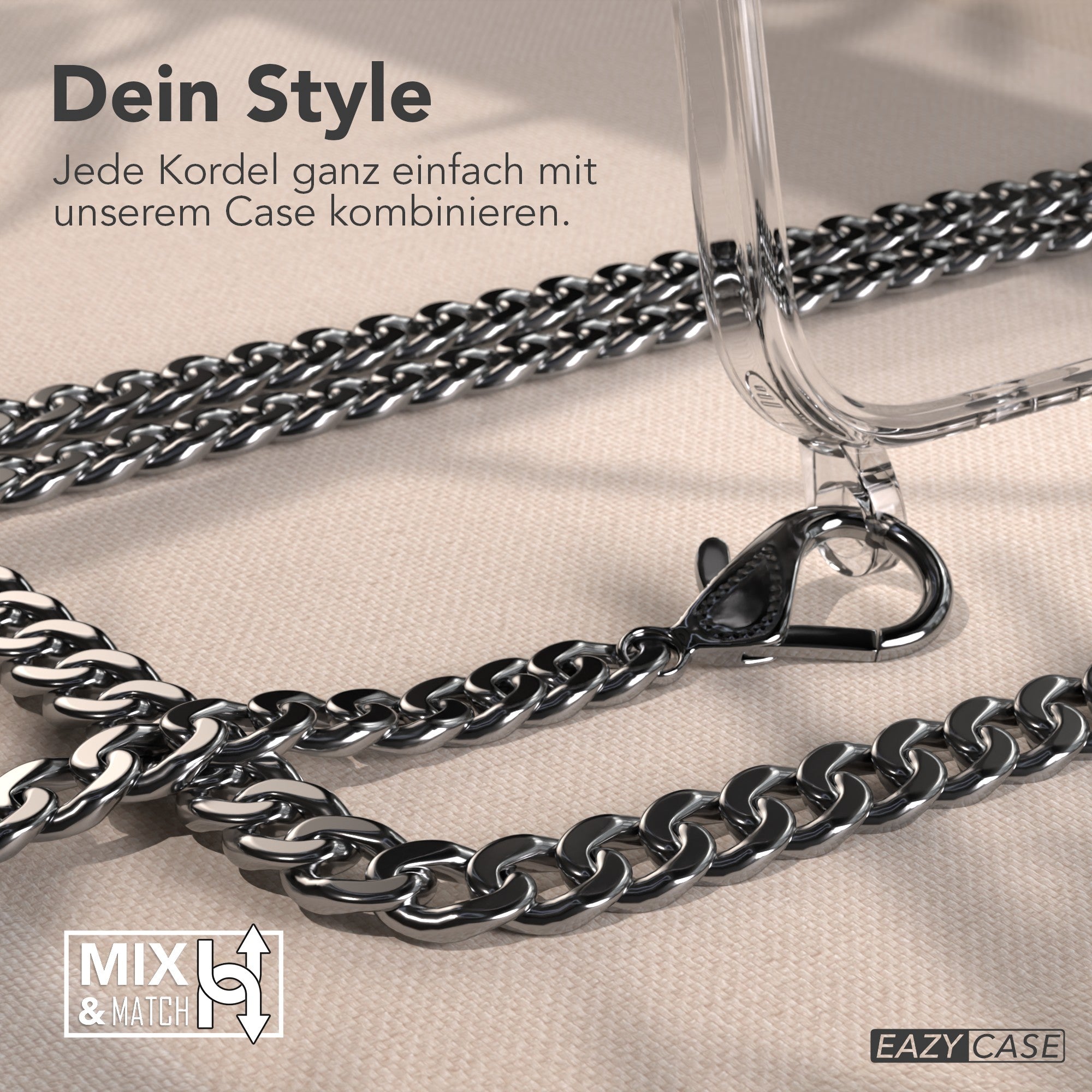 iPhone Air Hülle mit Metallkette + Schwarze Kordel