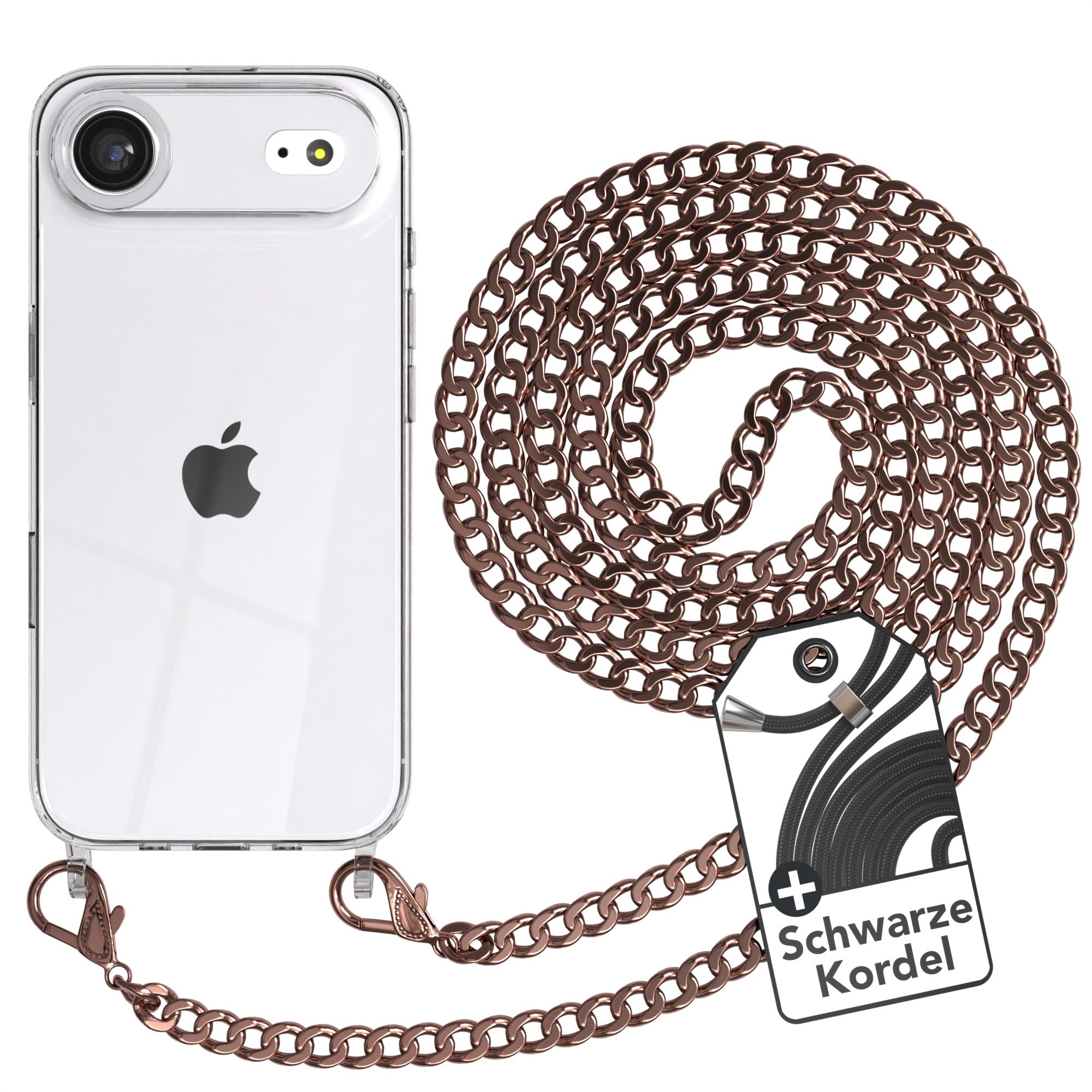 iPhone Air Hülle mit Metallkette + Schwarze Kordel