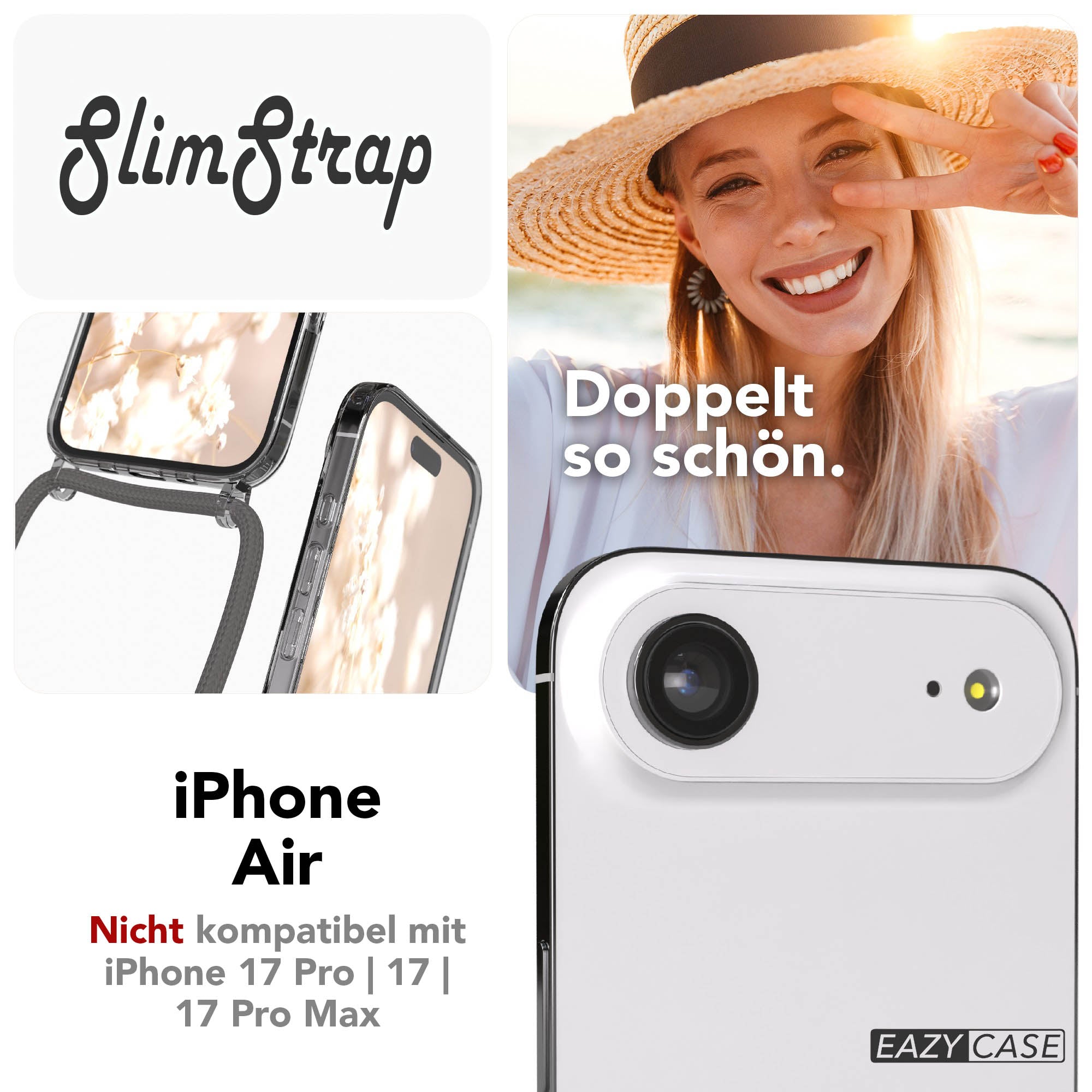 iPhone Air transparente Handykette mit MagSafe und Kordel zum Umhängen