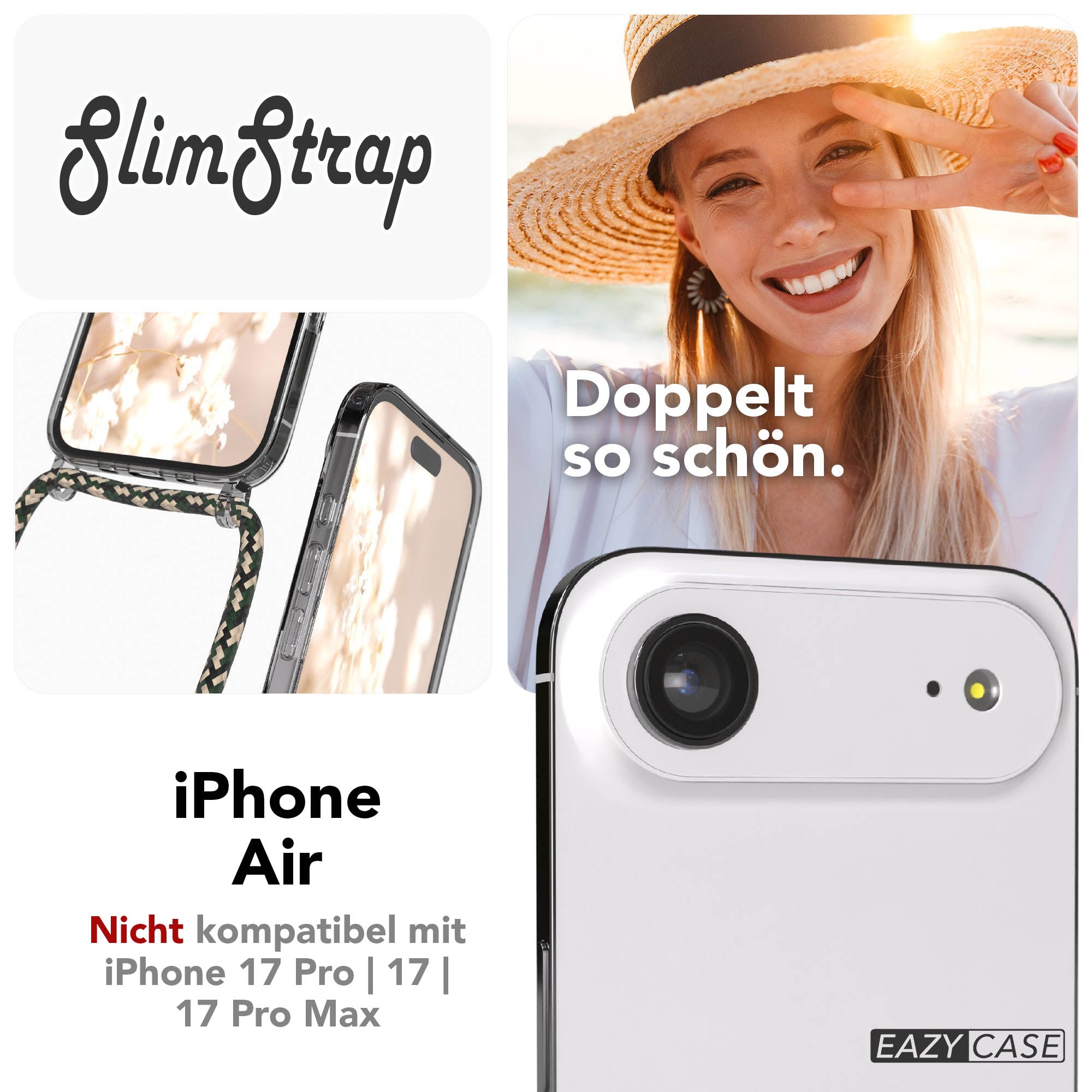 iPhone Air transparente Handykette mit MagSafe und Kordel zum Umhängen