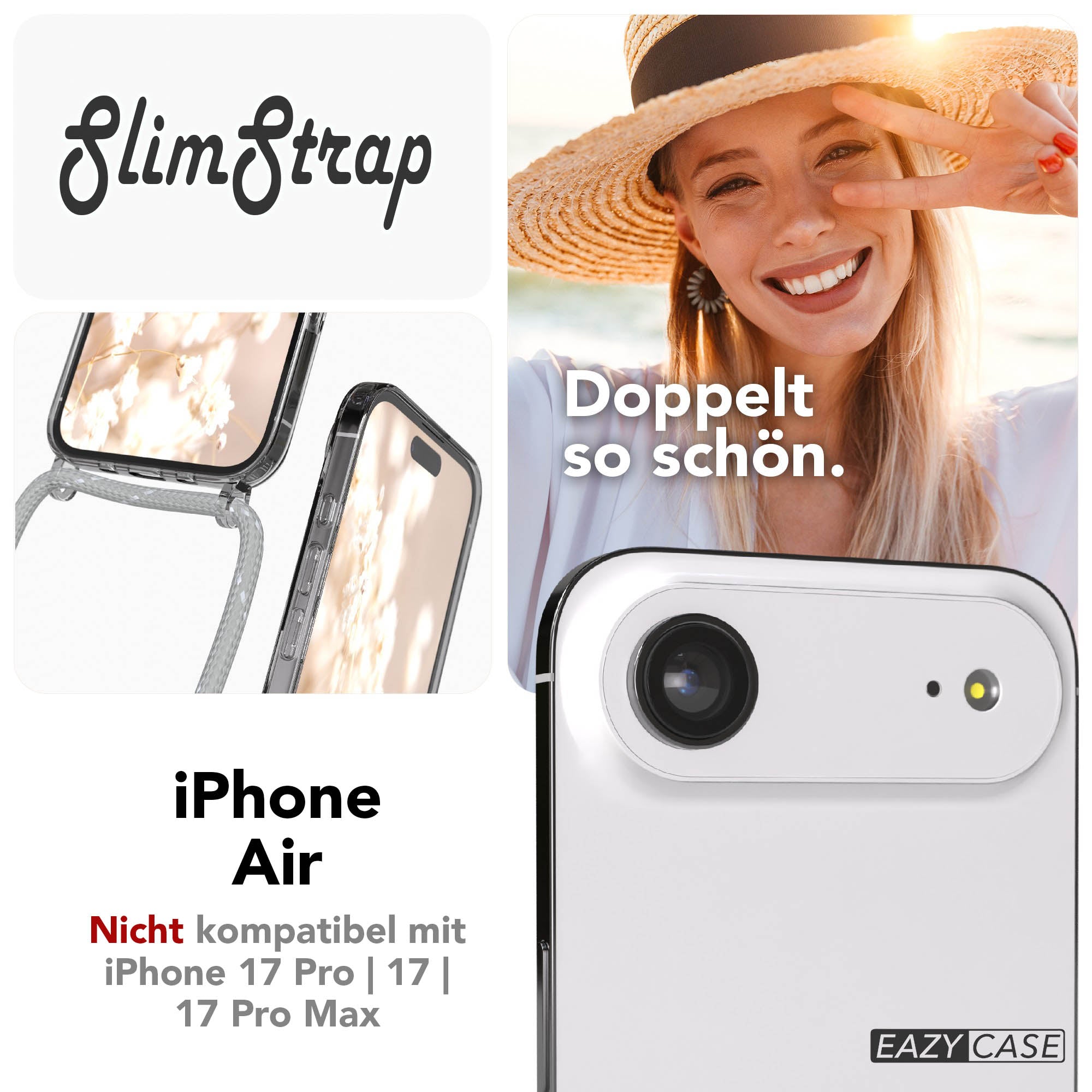 iPhone Air transparente Handykette mit MagSafe und Kordel zum Umhängen