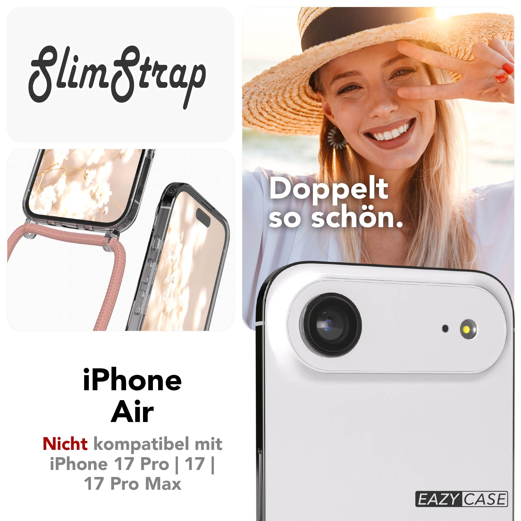 iPhone Air transparente Handykette mit MagSafe und Kordel zum Umhängen