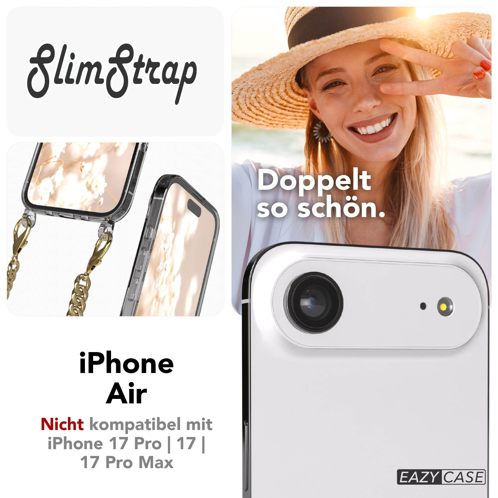 Apple iPhone Air Handykette mit schwarzer Metallkette und MagSafe Technologie