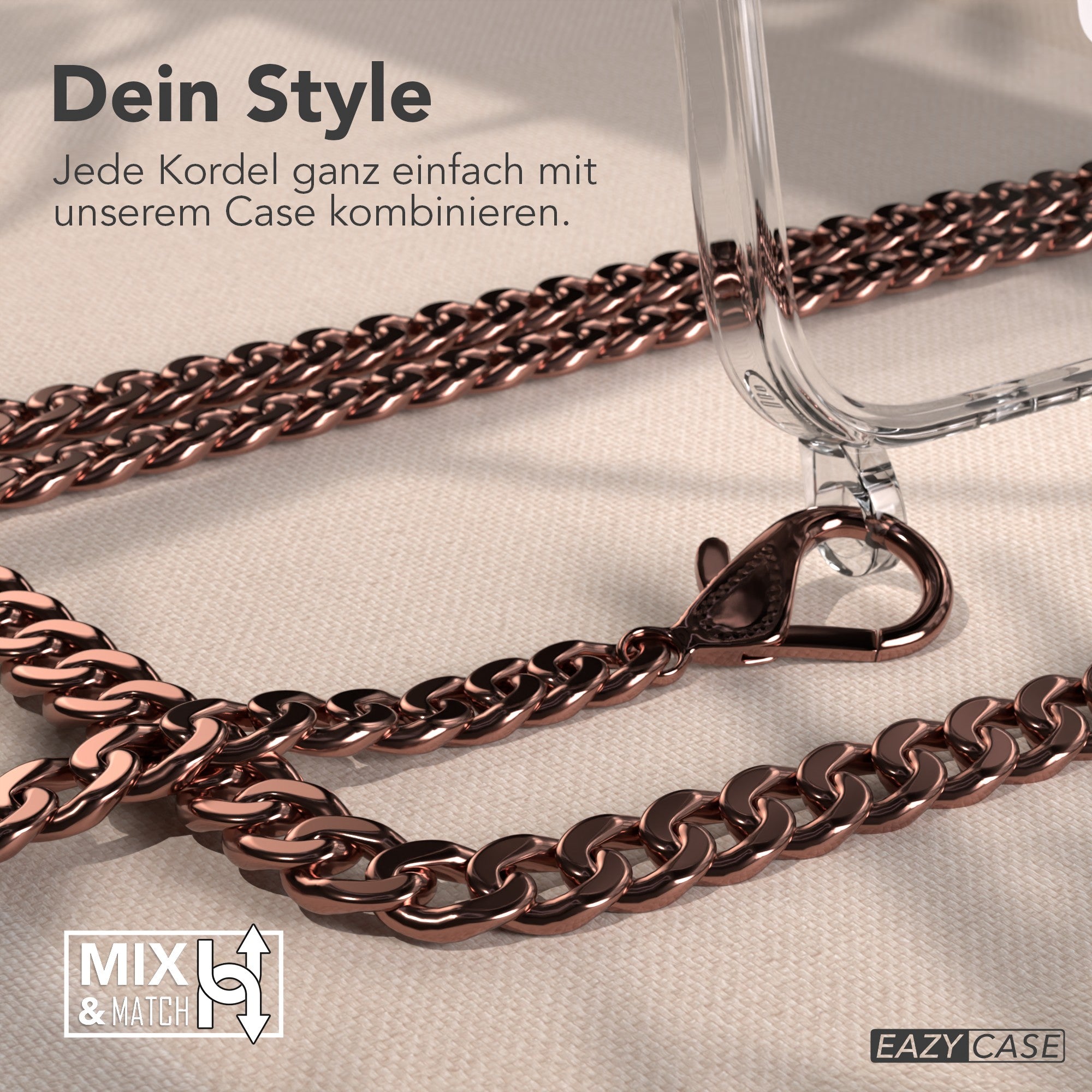 iPhone Air Hülle mit Metallkette + Schwarze Kordel mit MagSafe