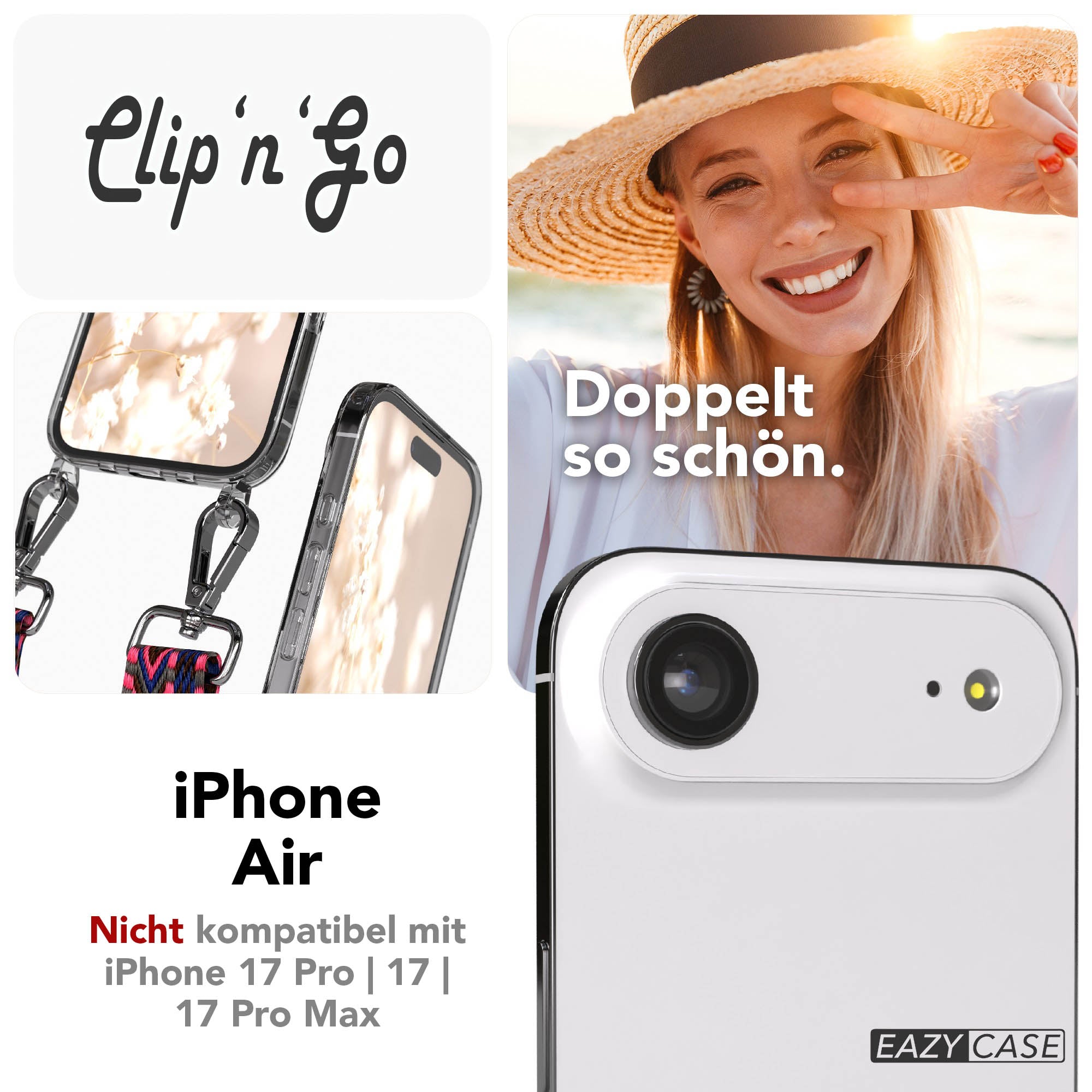 iPhone Air MagSafe Handykette mit verstellbarem Boho Band zum Umhängen
