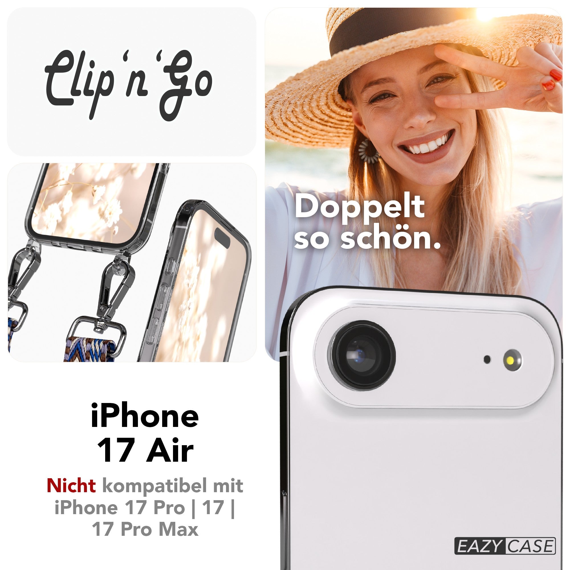 iPhone Air MagSafe Handykette mit verstellbarem Boho Band zum Umhängen