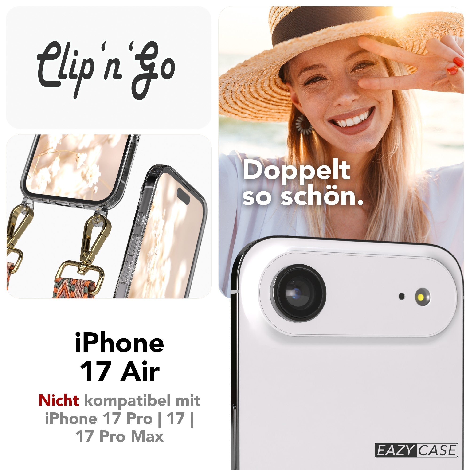 iPhone Air MagSafe Handykette mit verstellbarem Boho Band zum Umhängen