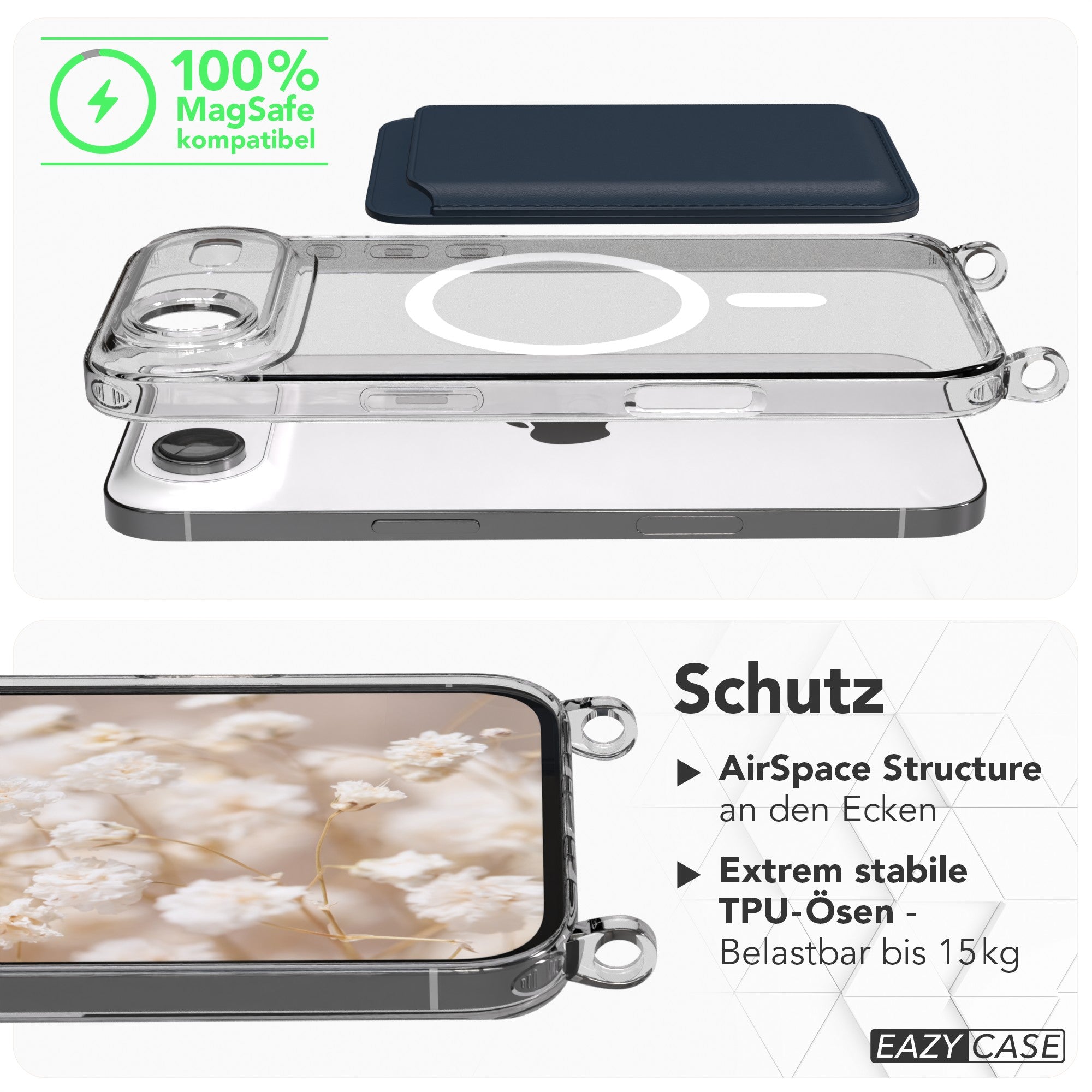 iPhone Air MagSafe Handykette mit verstellbarem Boho Band zum Umhängen