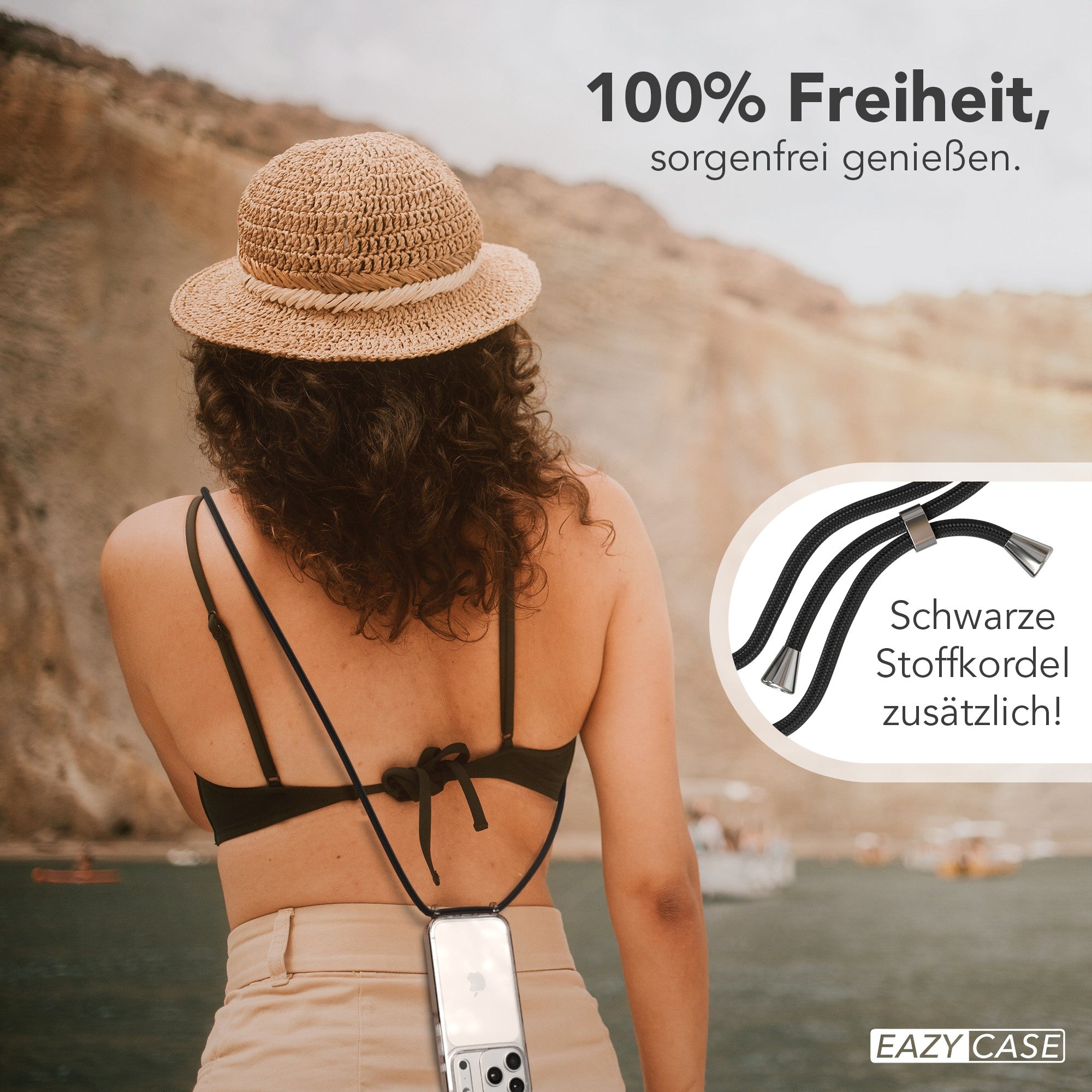 iPhone 17 Pro Hülle mit Metallkette + Schwarze Kordel