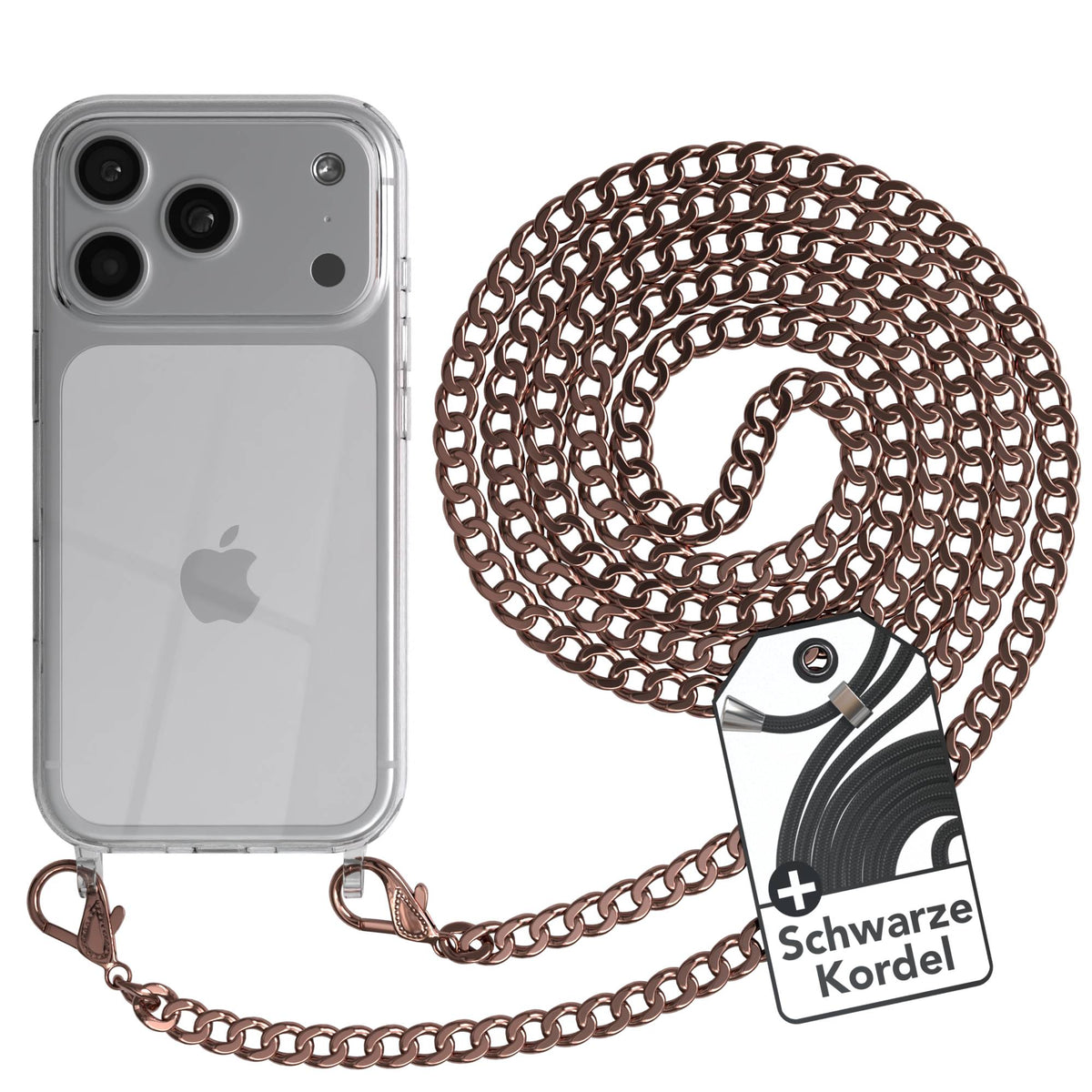 iPhone 17 Pro Handykette mit schwarzer Metallkette TPU Hülle