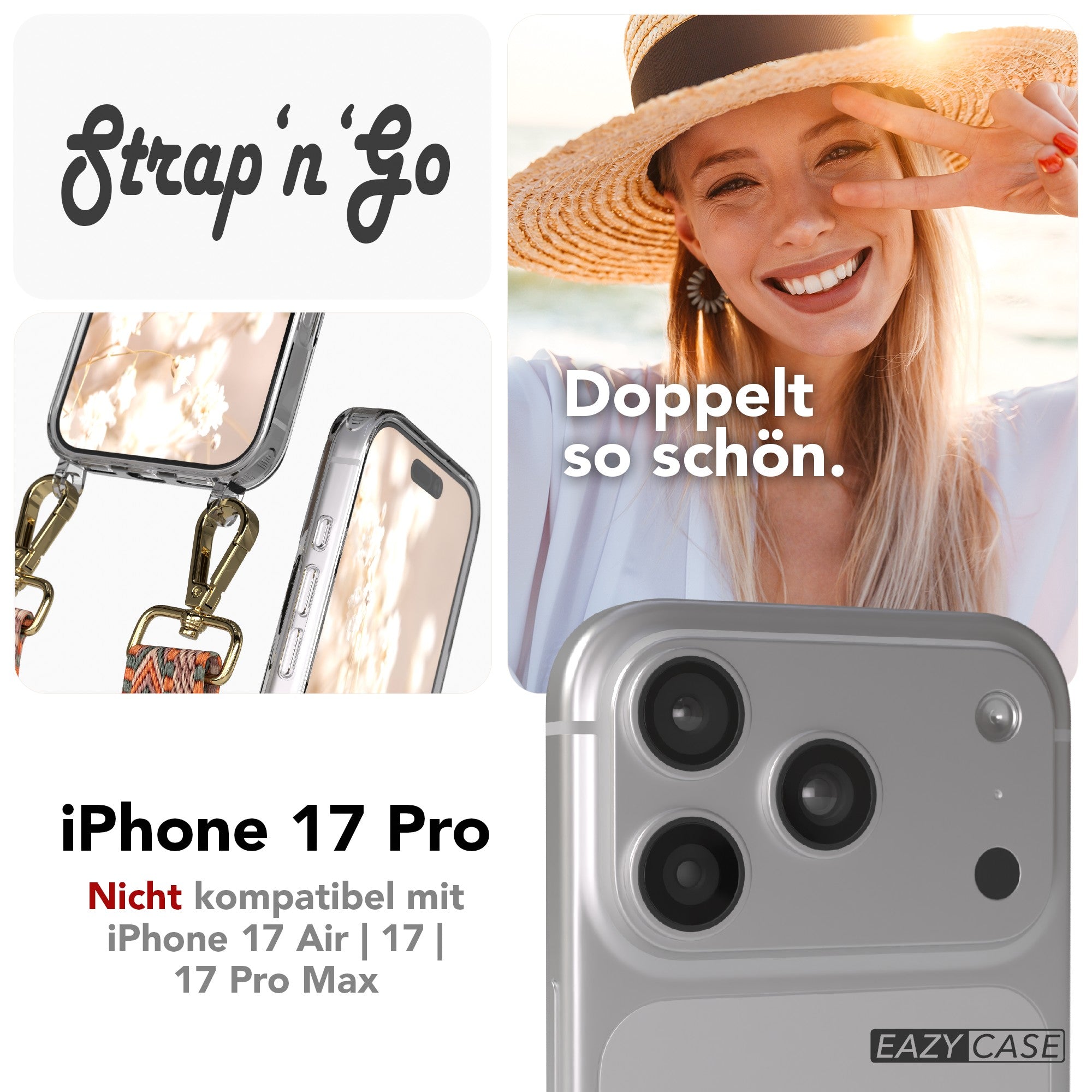 iPhone 17 Pro Handykette mit verstellbarem Boho Band von EAZY CASE
