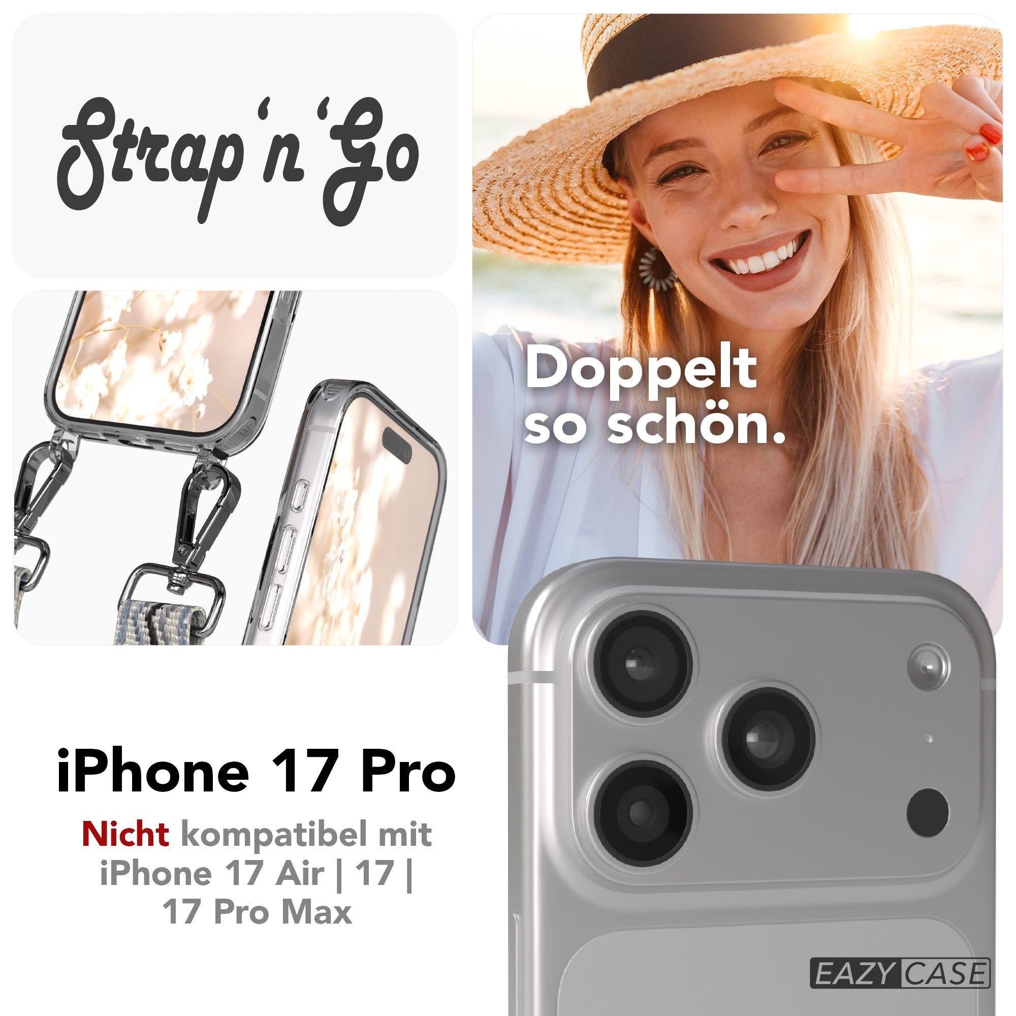 iPhone 17 Pro Handykette mit verstellbarem Boho Band von EAZY CASE