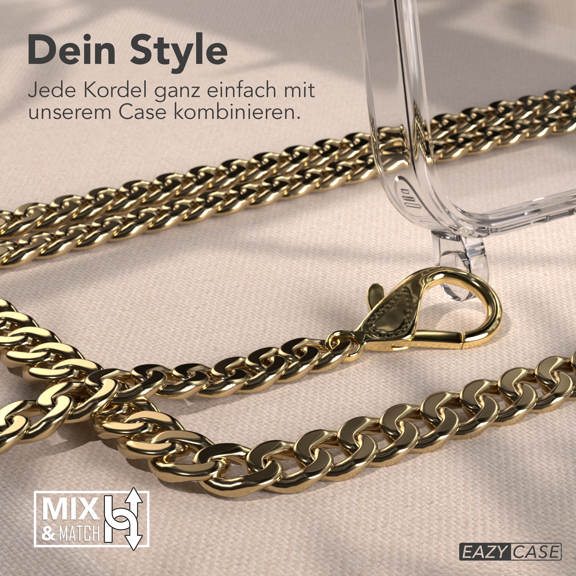 iPhone 17 Pro Hülle mit Metallkette + Schwarze Kordel mit MagSafe