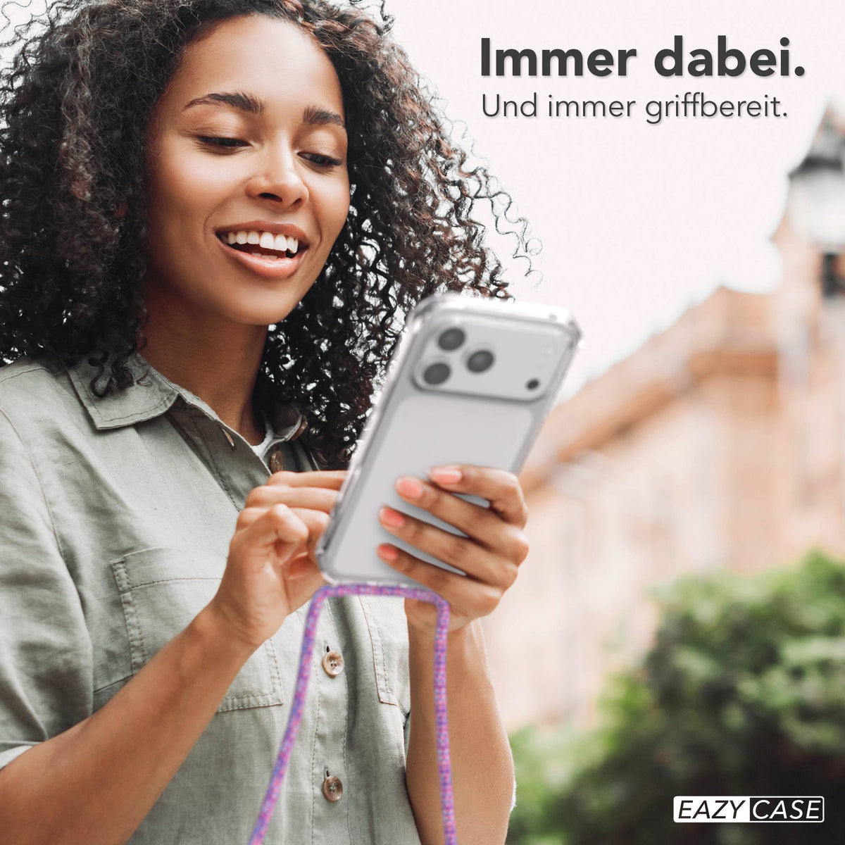 iPhone 17 Pro Max transparente Handykette mit verstellbarer Kordel TPU Hülle