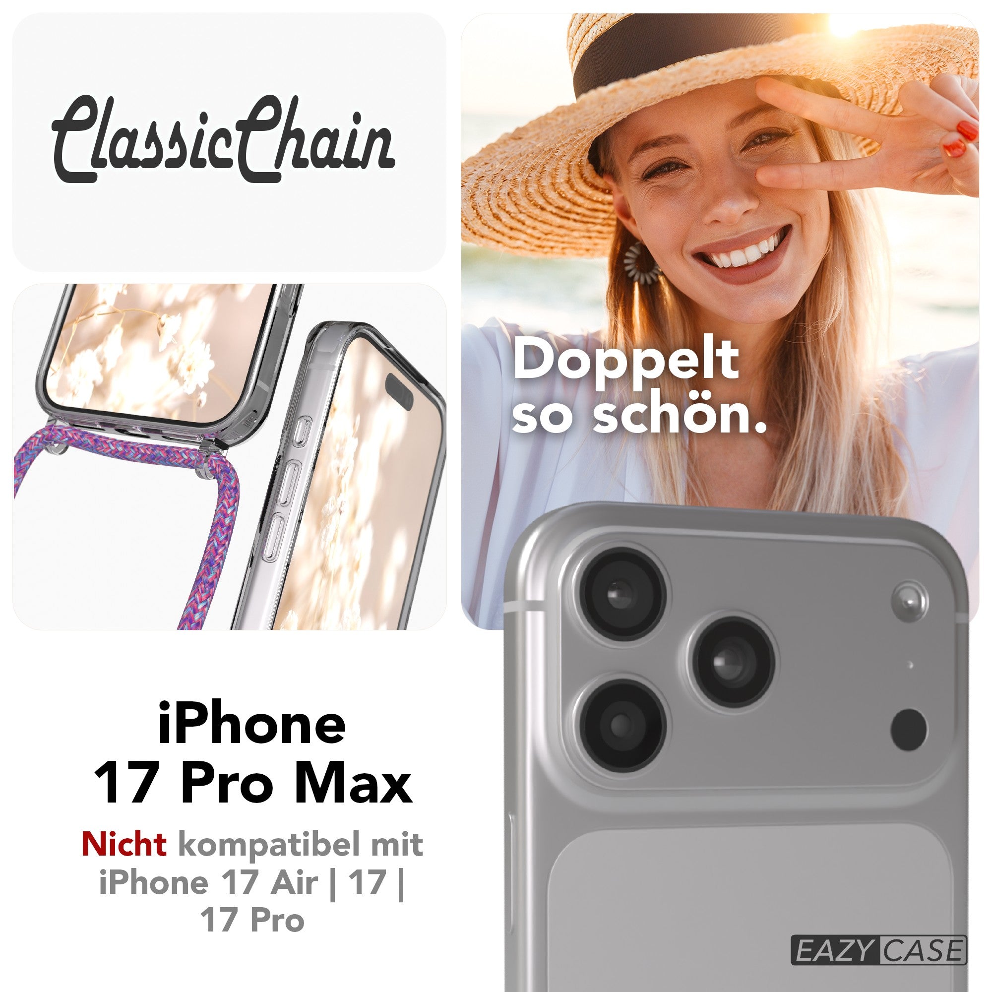 iPhone 17 Pro Max transparente Hülle + Kordel