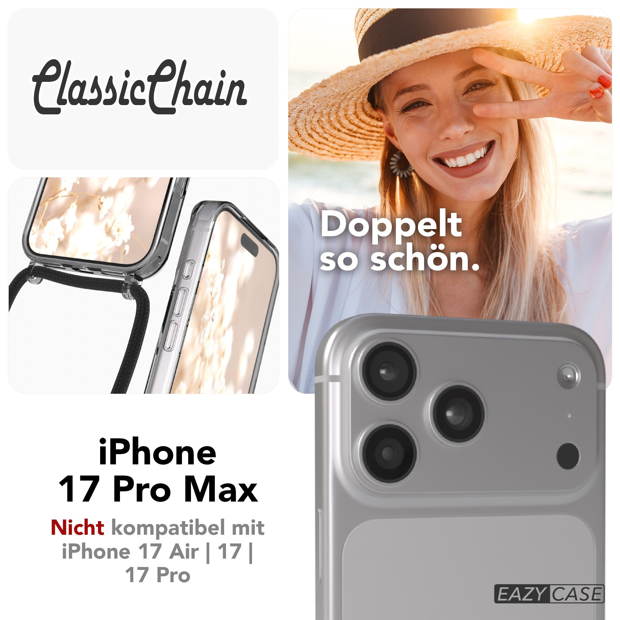 iPhone 17 Pro Max transparente Hülle + Kordel