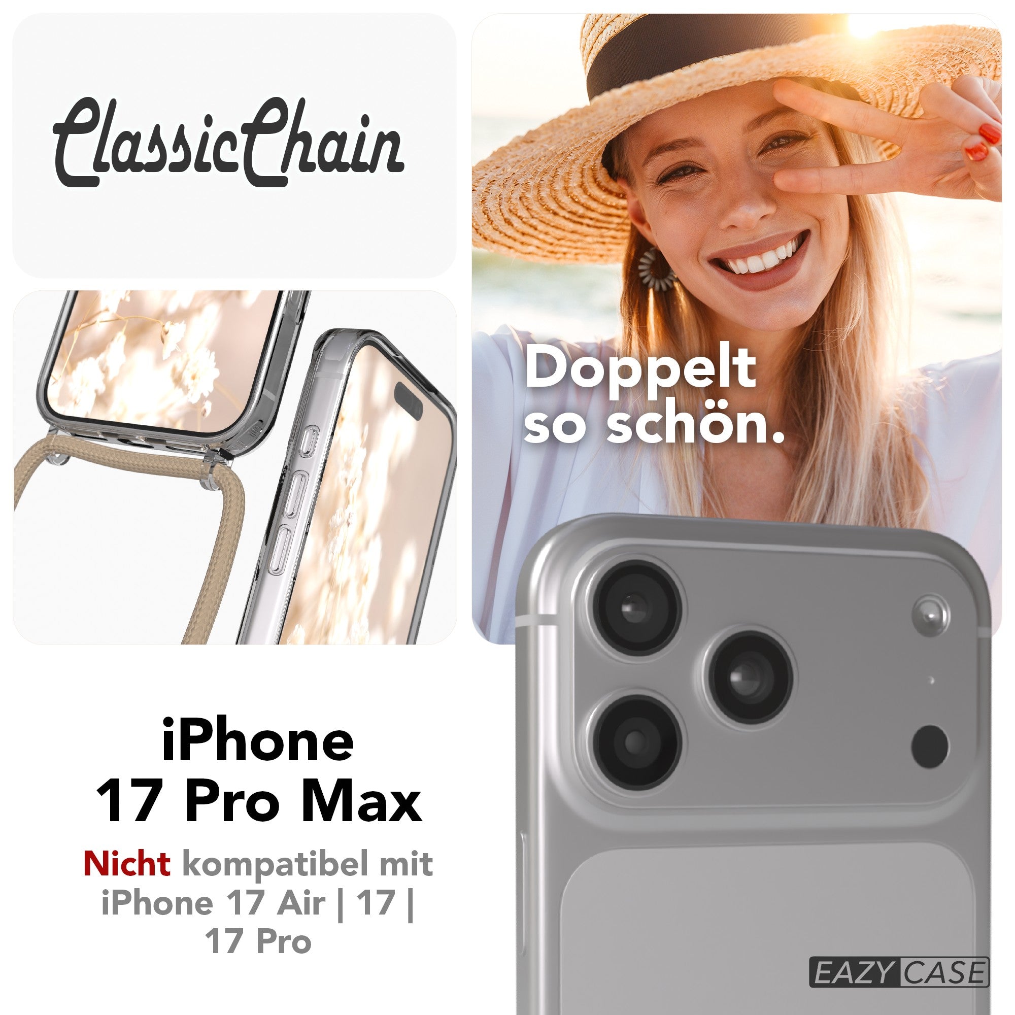 iPhone 17 Pro Max transparente Hülle + Kordel