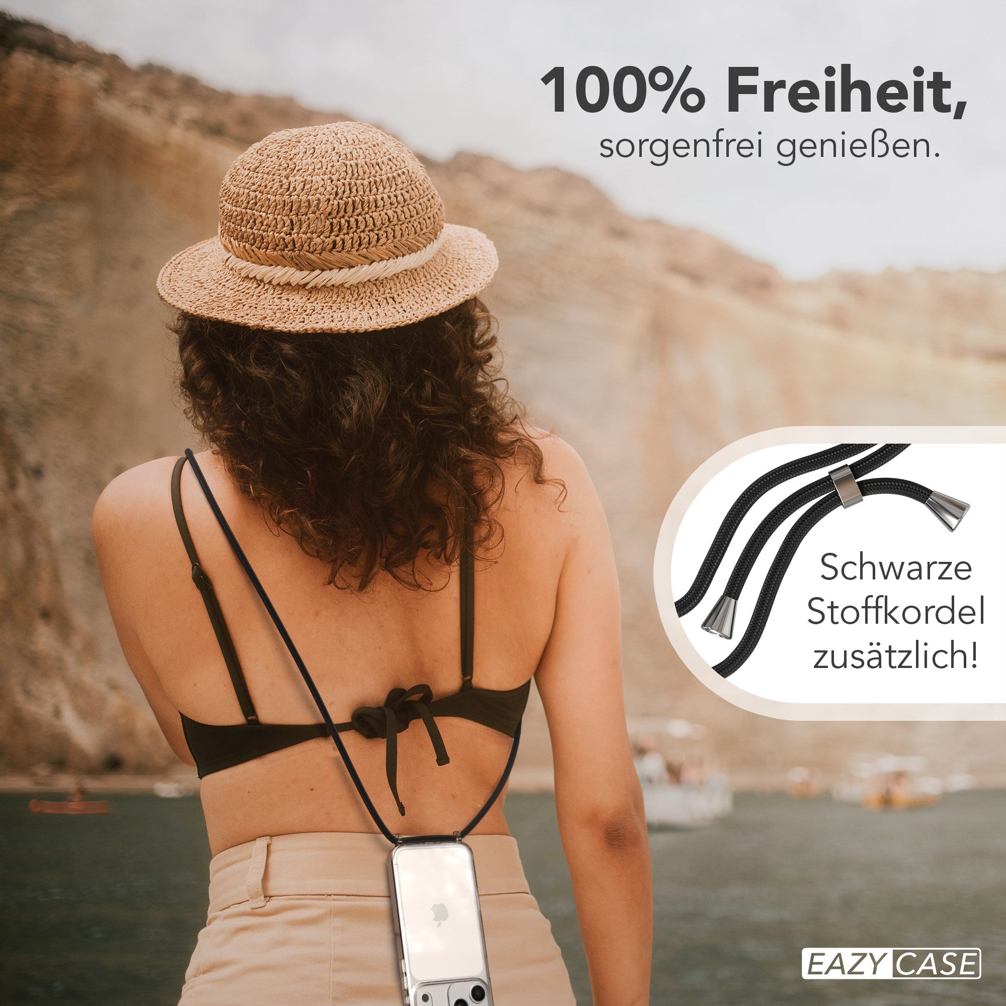 iPhone 17 Pro Max Hülle mit Metallkette + Schwarze Kordel