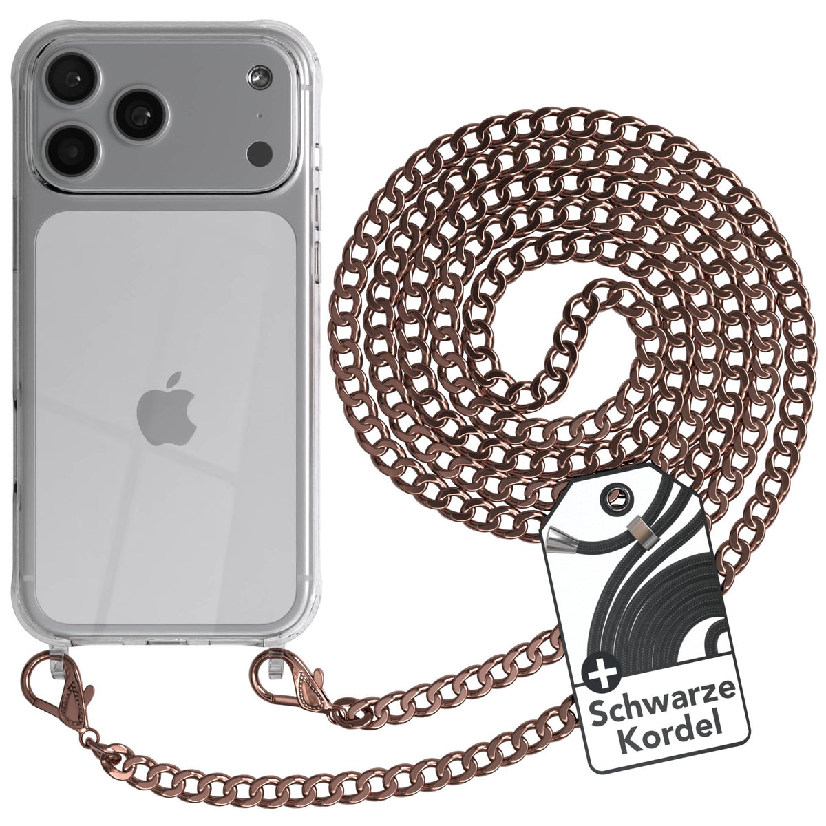iPhone 17 Pro Max Handykette mit schwarzer Kordel und Metallkette
