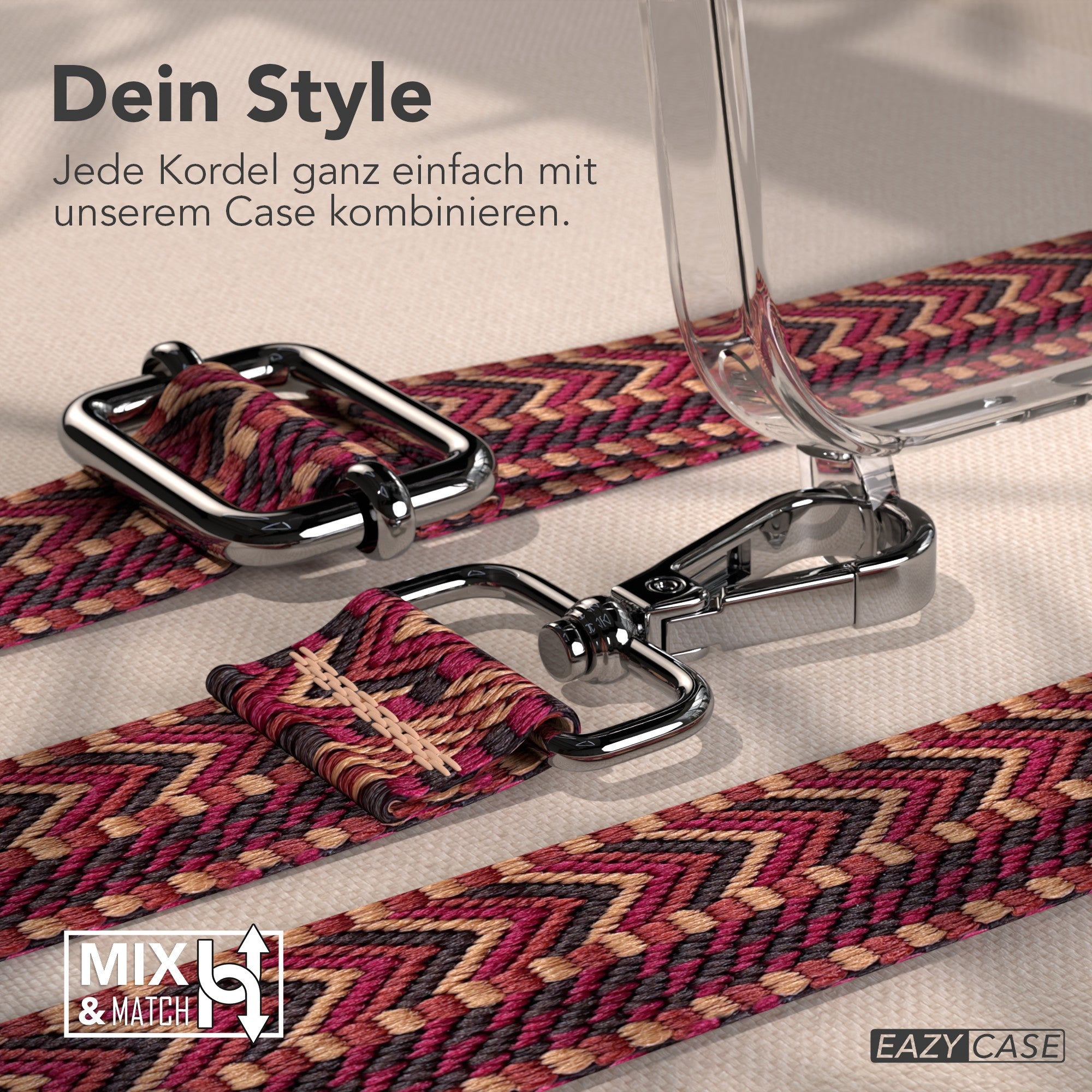 iPhone 17 Pro Max Handykette mit verstellbarem Boho Trageriemen von EAZY CASE