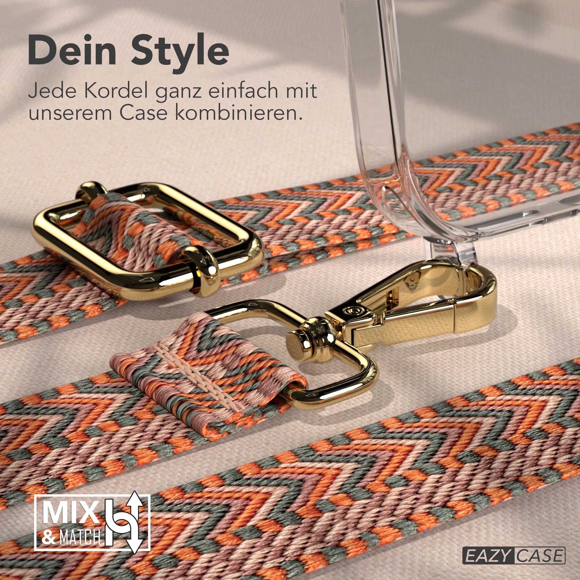 iPhone 17 Pro Max Handykette mit verstellbarem Boho Trageriemen von EAZY CASE