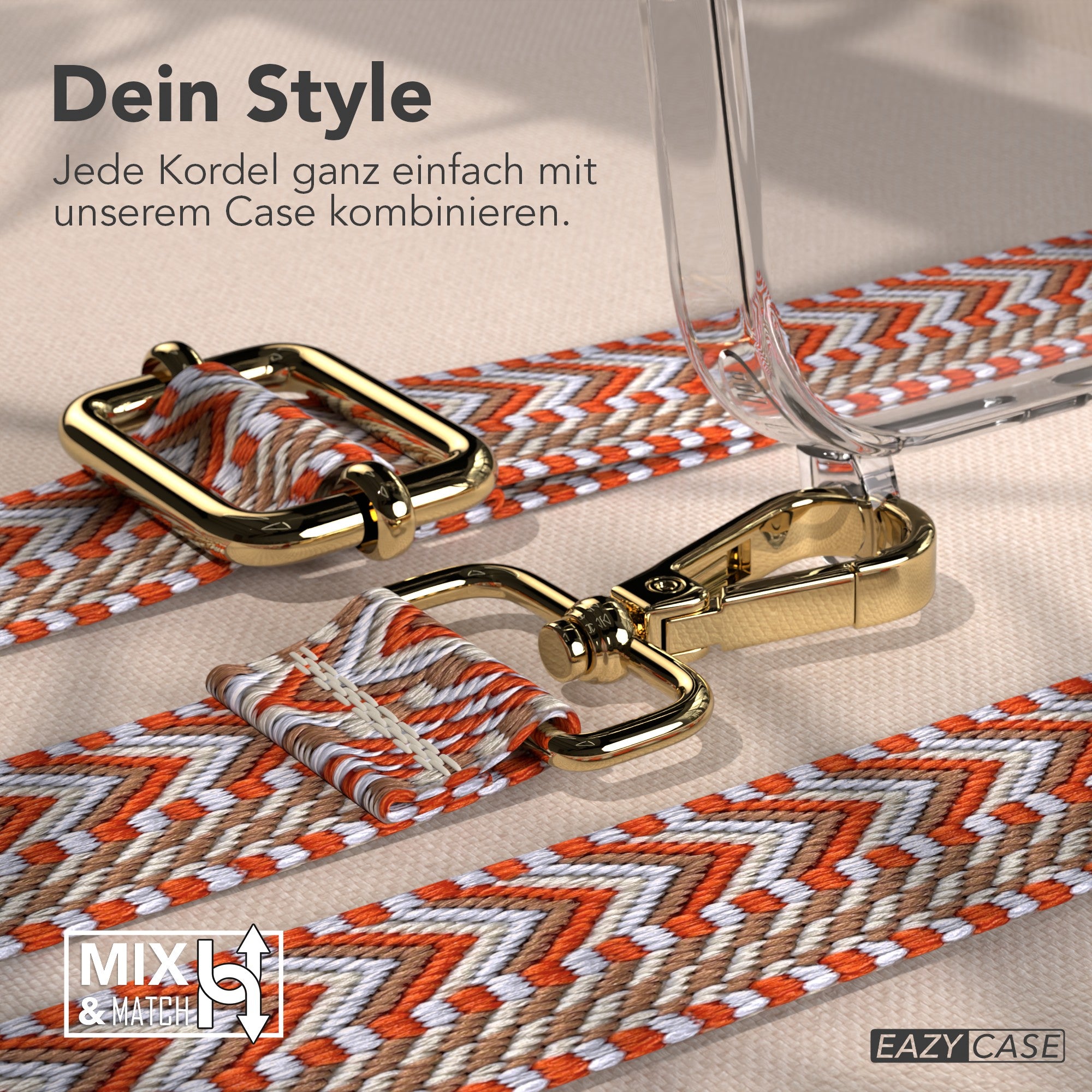iPhone 17 Pro Max Handykette mit verstellbarem Boho Trageriemen von EAZY CASE