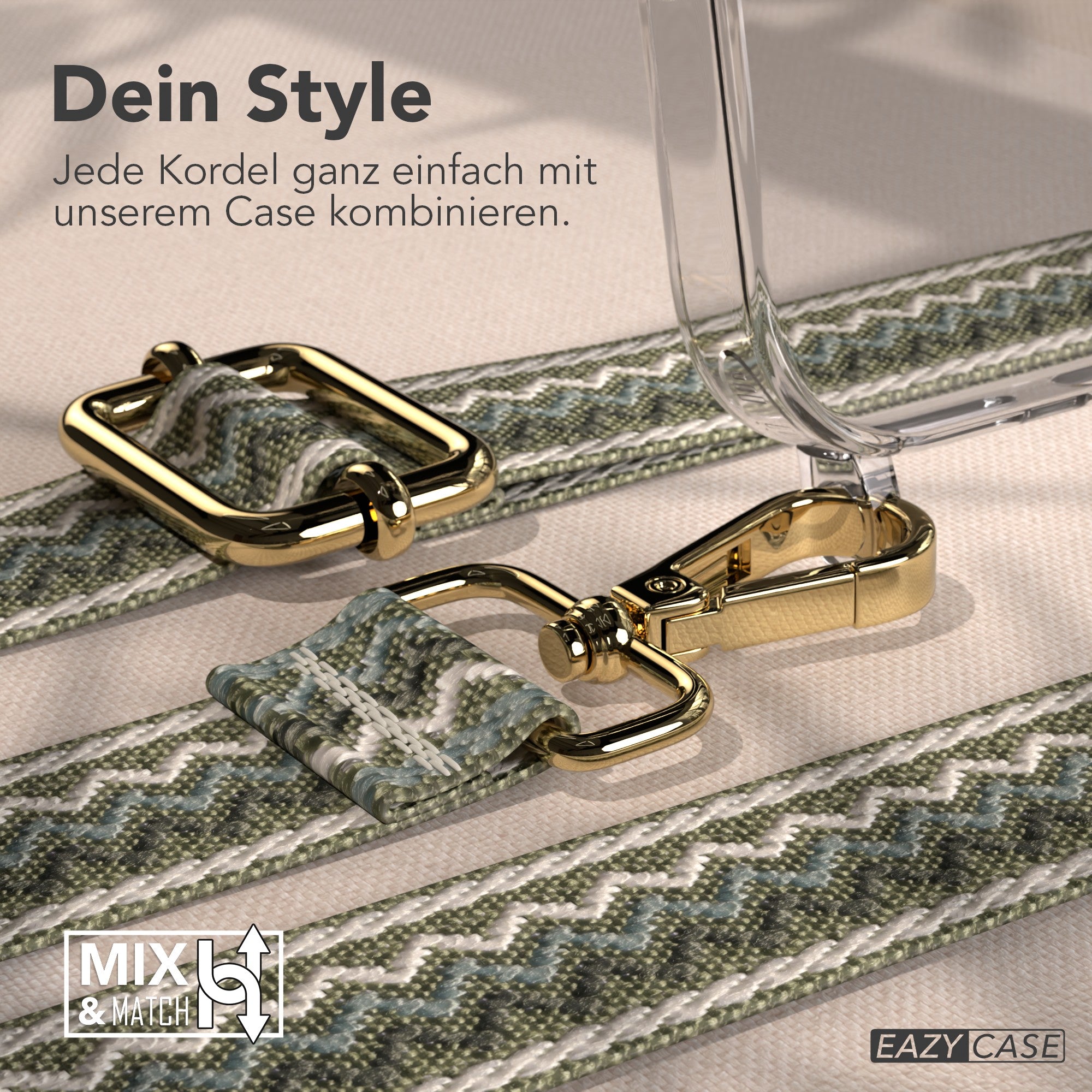 iPhone 17 Pro Max Handykette mit verstellbarem Boho Trageriemen von EAZY CASE