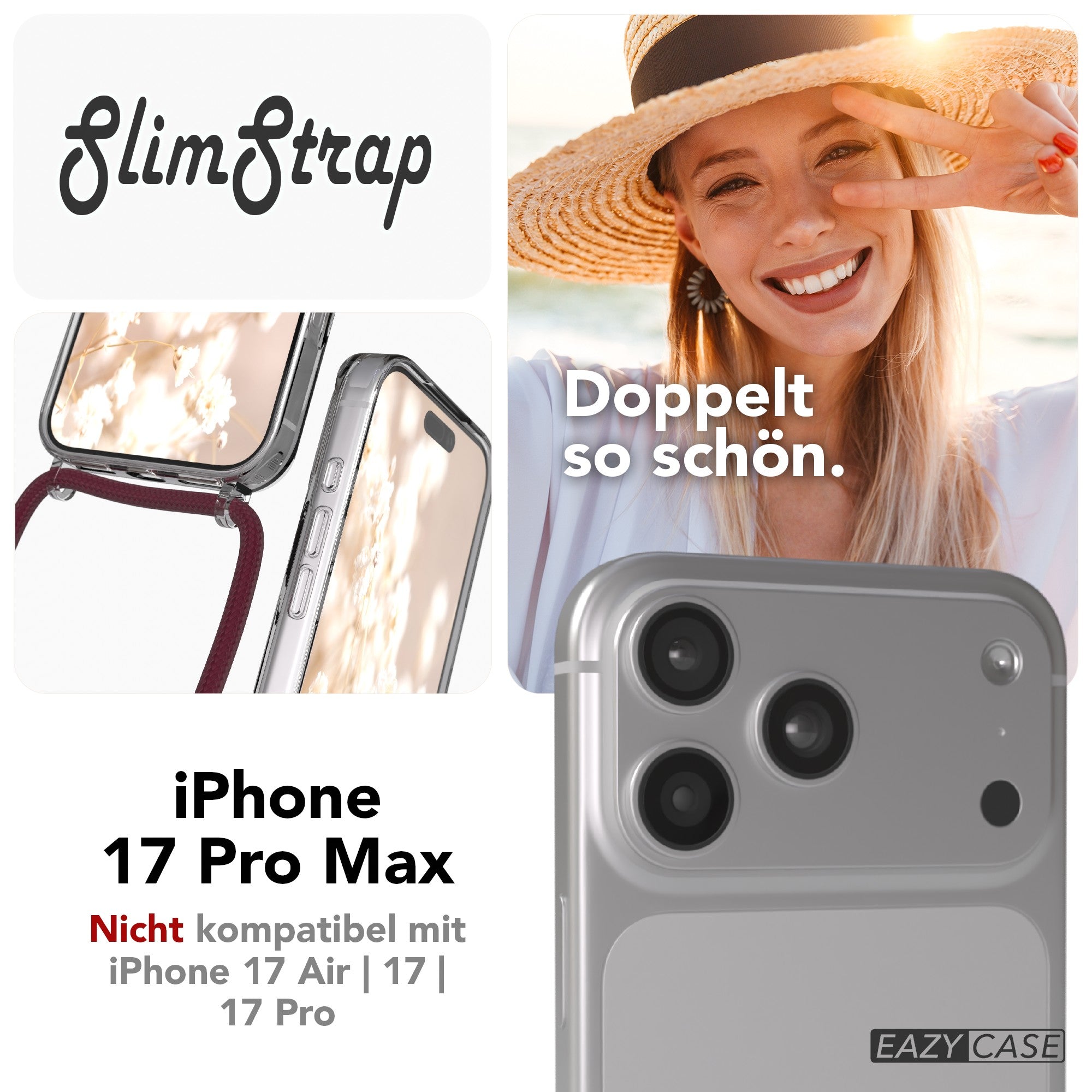 iPhone 17 Pro Max transparente Hülle + Kordel mit MagSafe