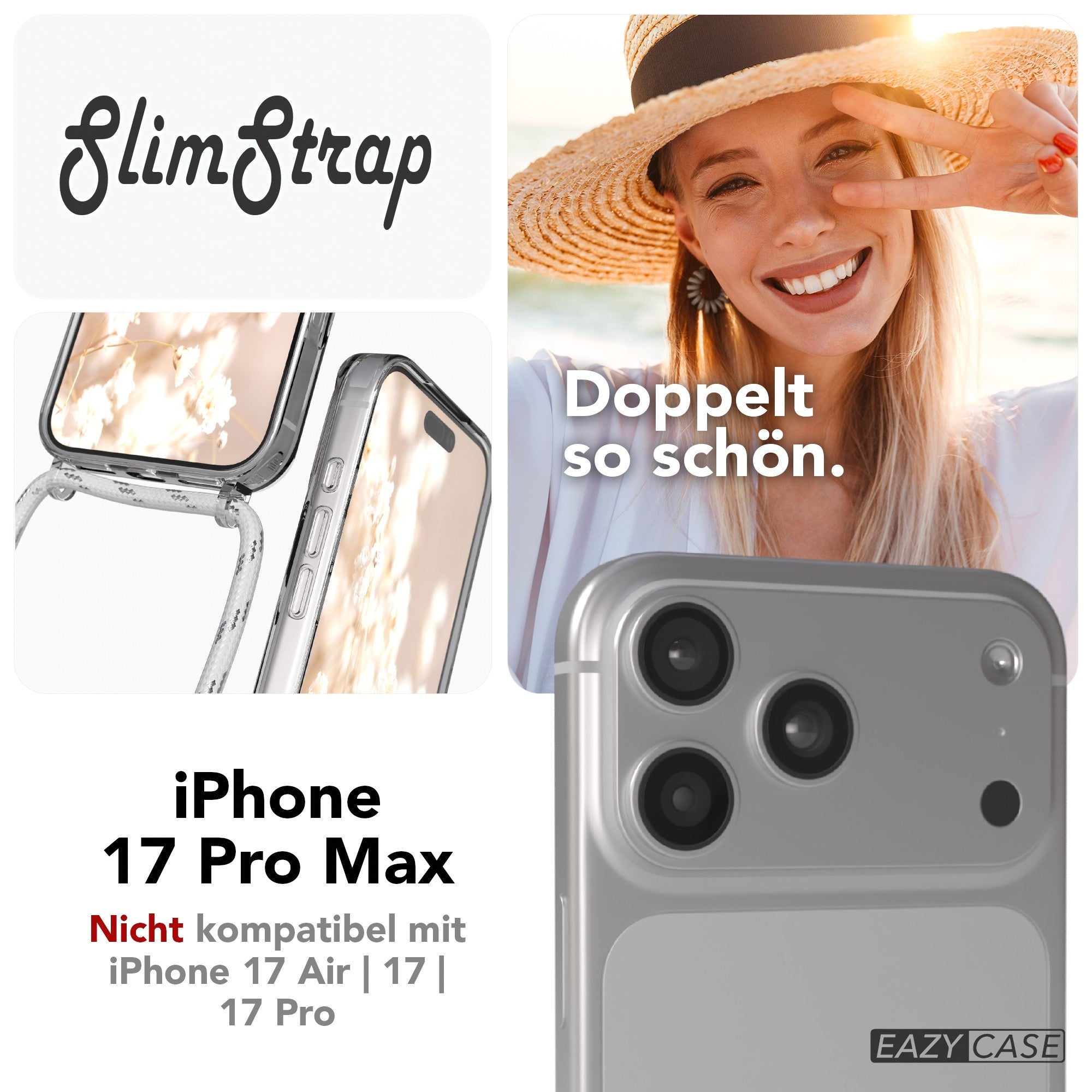 iPhone 17 Pro Max transparente Hülle + Kordel mit MagSafe