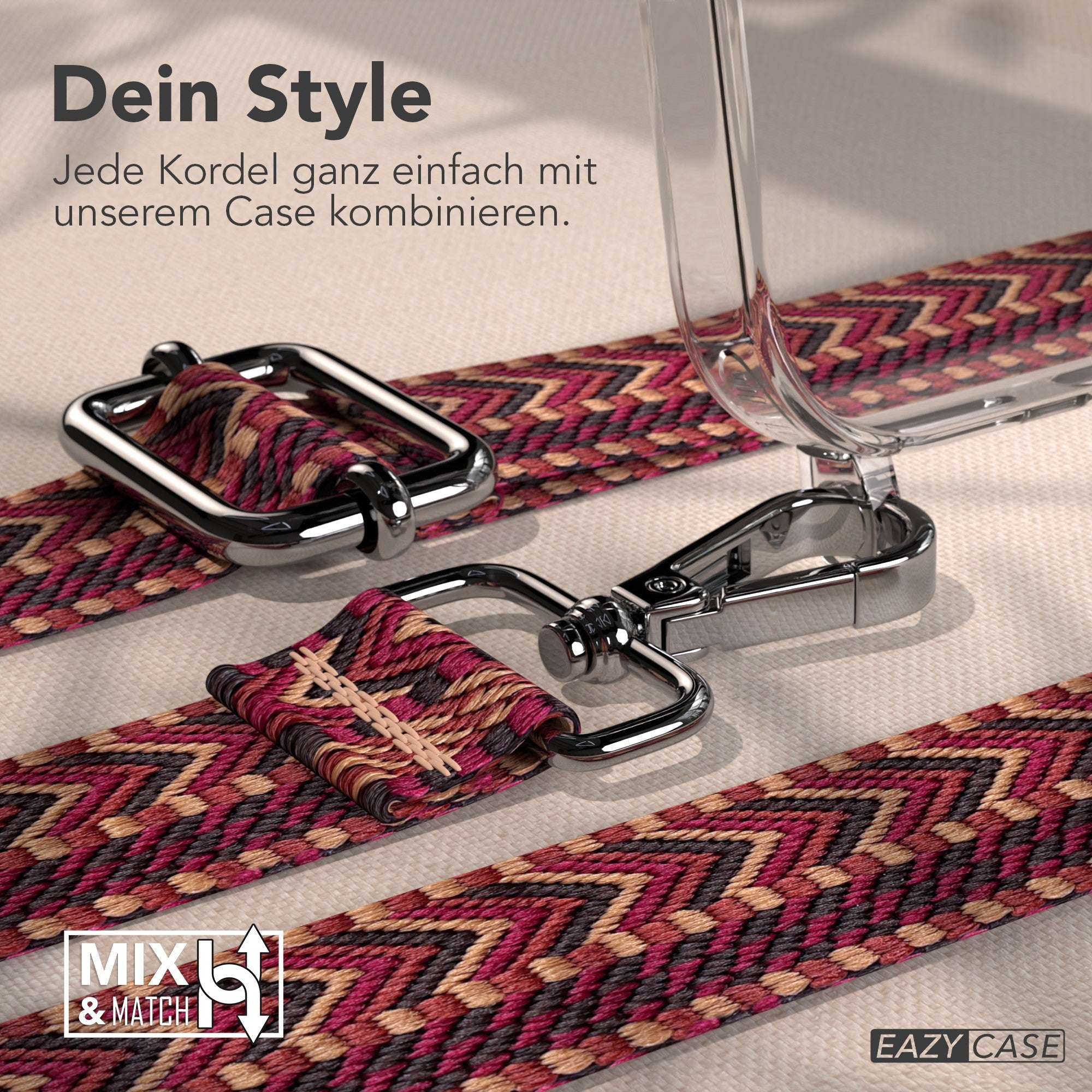 iPhone 17 Pro Max MagSafe Hülle mit verstellbarer Boho Handykette