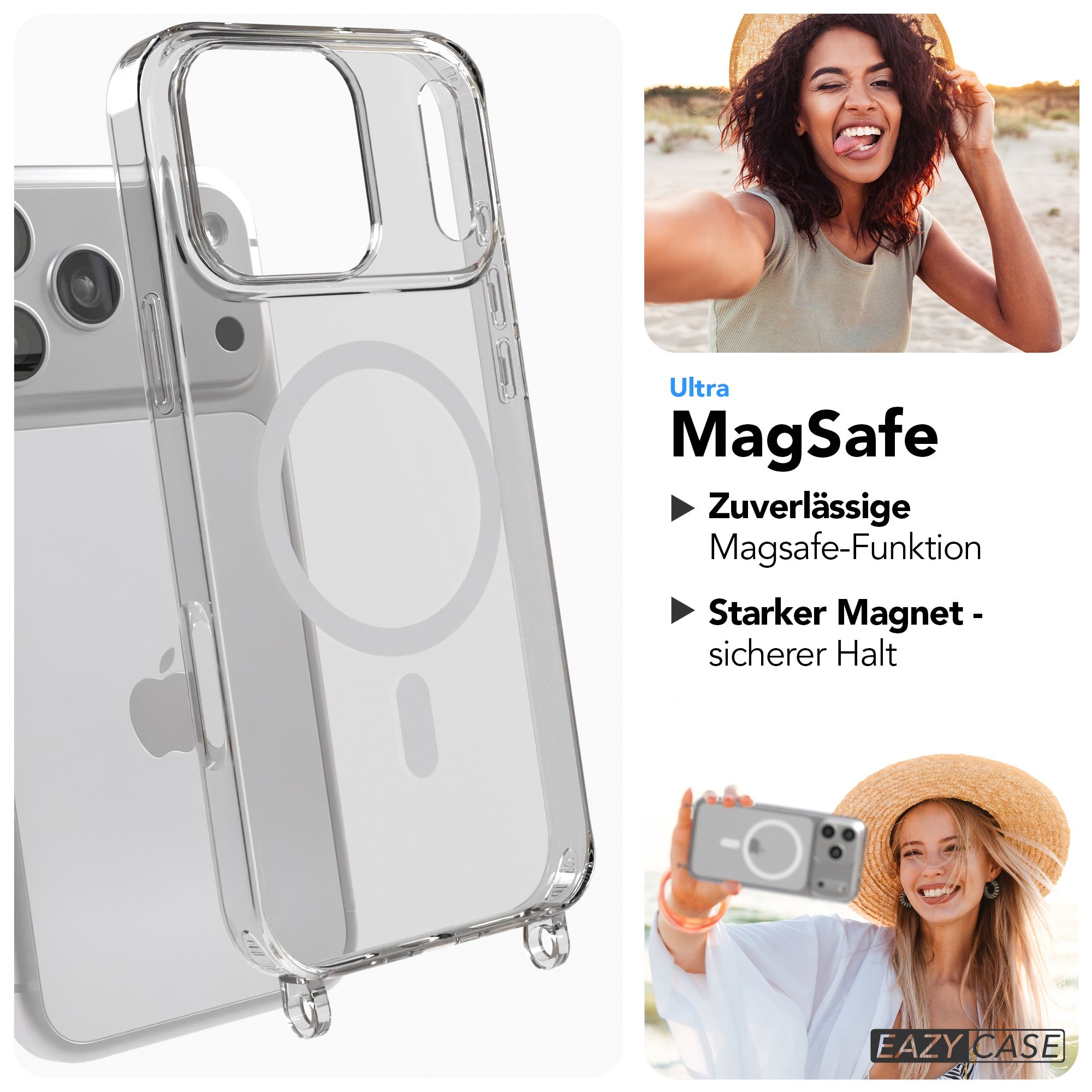 iPhone 17 Pro Max MagSafe Hülle mit verstellbarer Boho Handykette