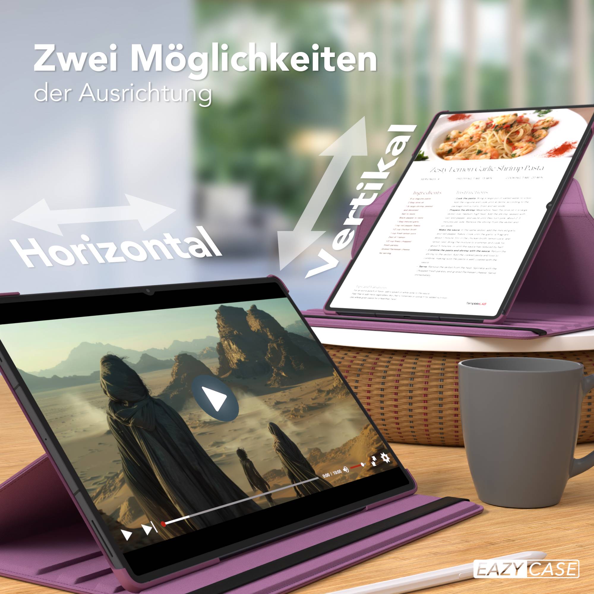 Samsung Galaxy Tab S11 Ultra drehbare Tablethülle 360 Grad Rotation Ständerfunktion