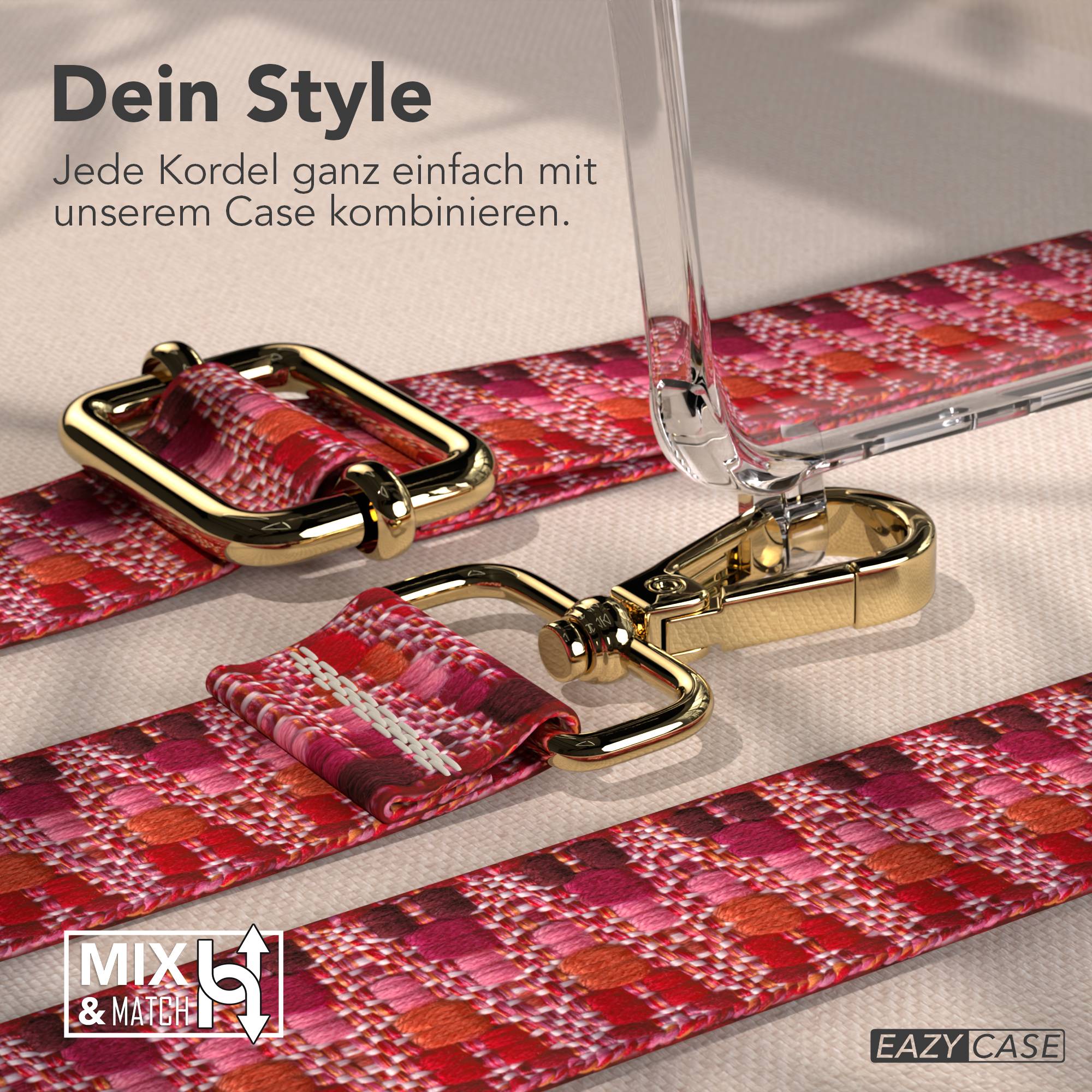 Samsung Galaxy S25 Edge Handykette mit verstellbarem Boho Trageriemen #farbe_beere-metallfarbe-gold