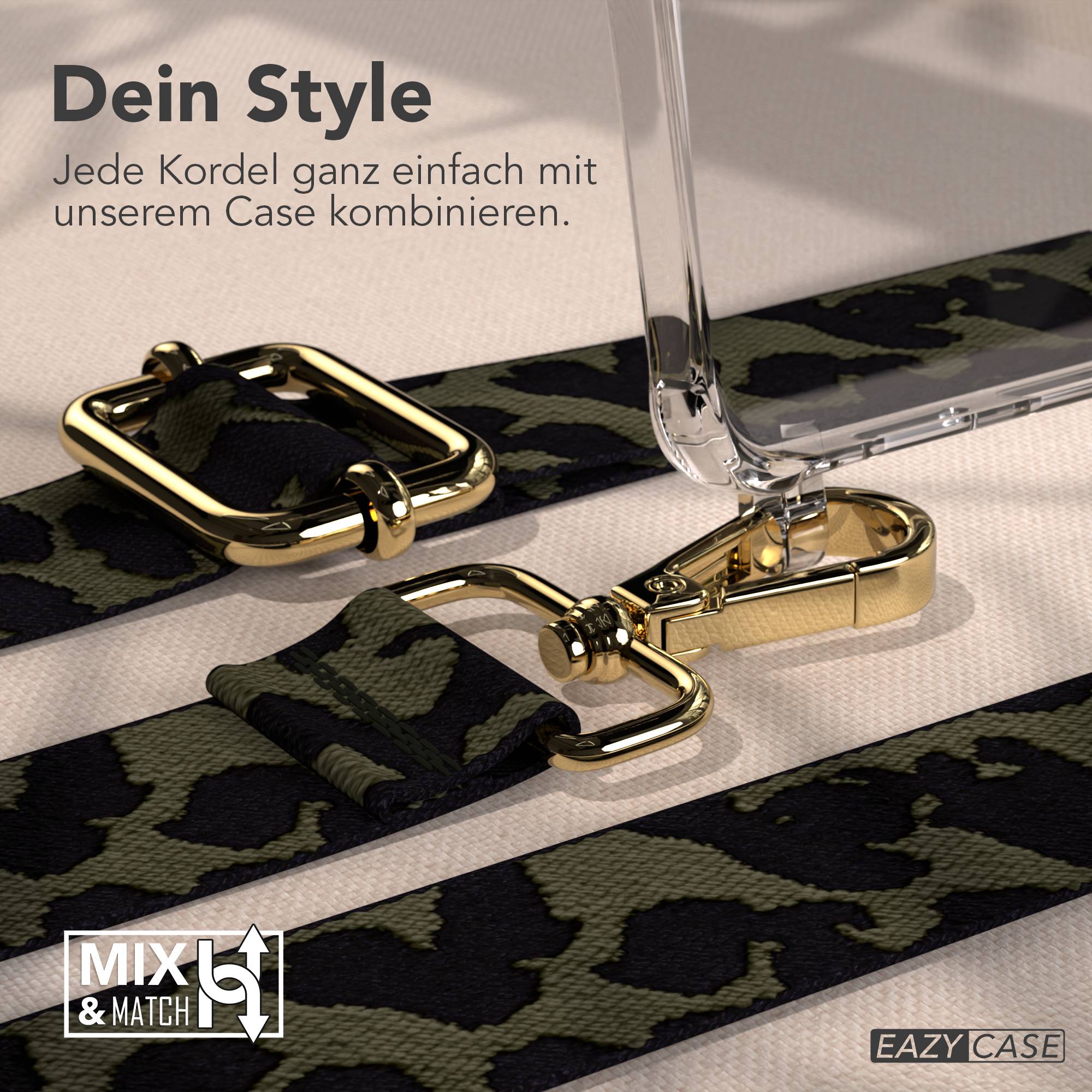 Samsung Galaxy S25 Edge Handykette mit verstellbarem Boho Trageriemen #farbe_dunkelgrun-camouflage-metallfarbe-gold