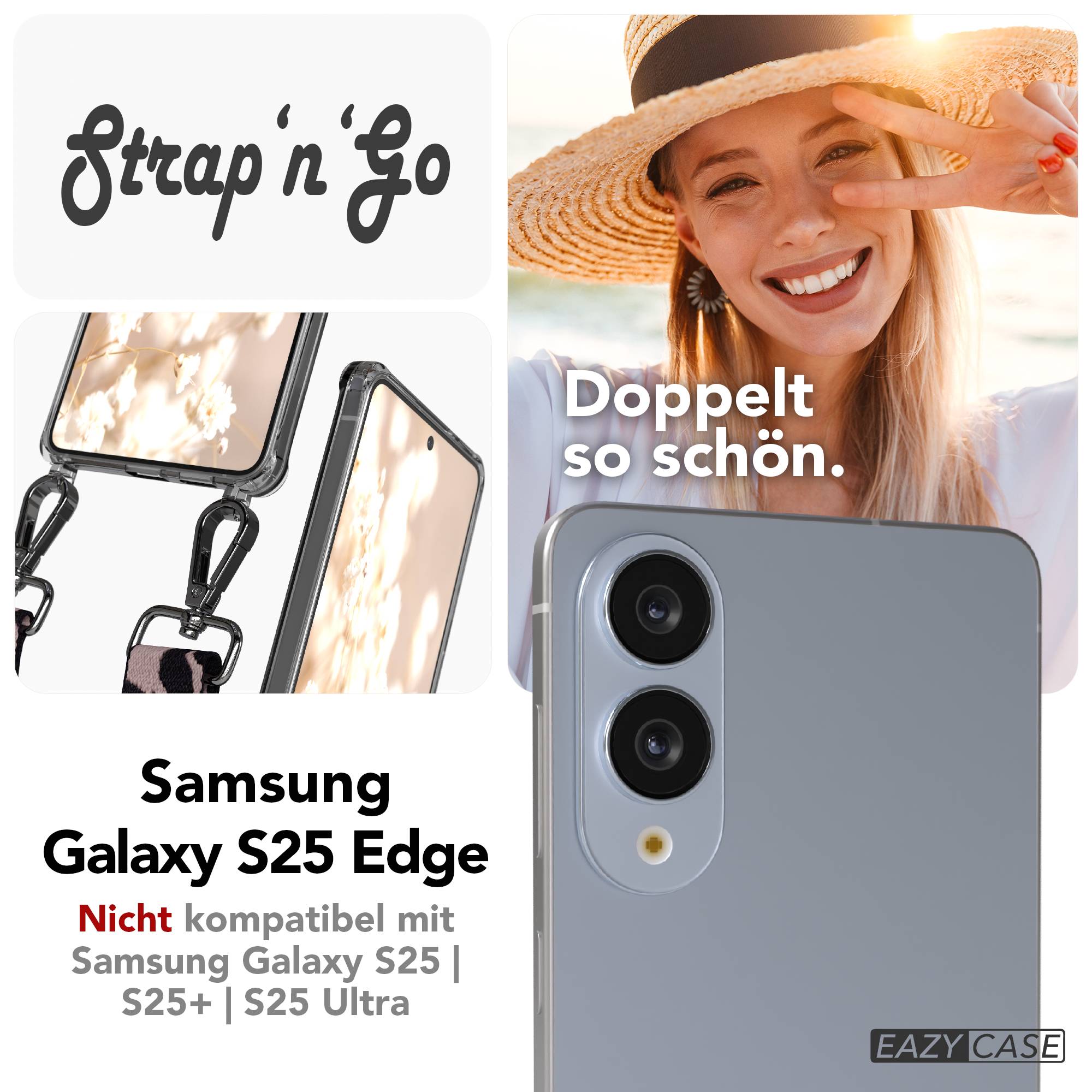 Samsung Galaxy S25 Edge Handykette mit verstellbarem Boho Trageriemen