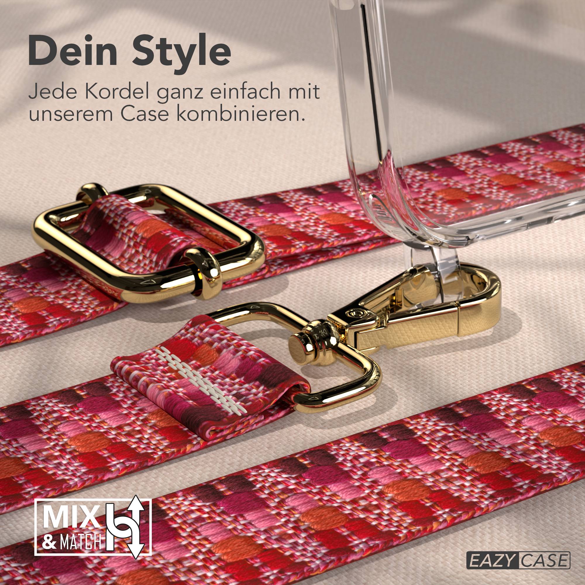 iPhone 17 Handykette mit verstellbarem Boho Band zum Umhängen #farbe_beere-metallfarbe-gold