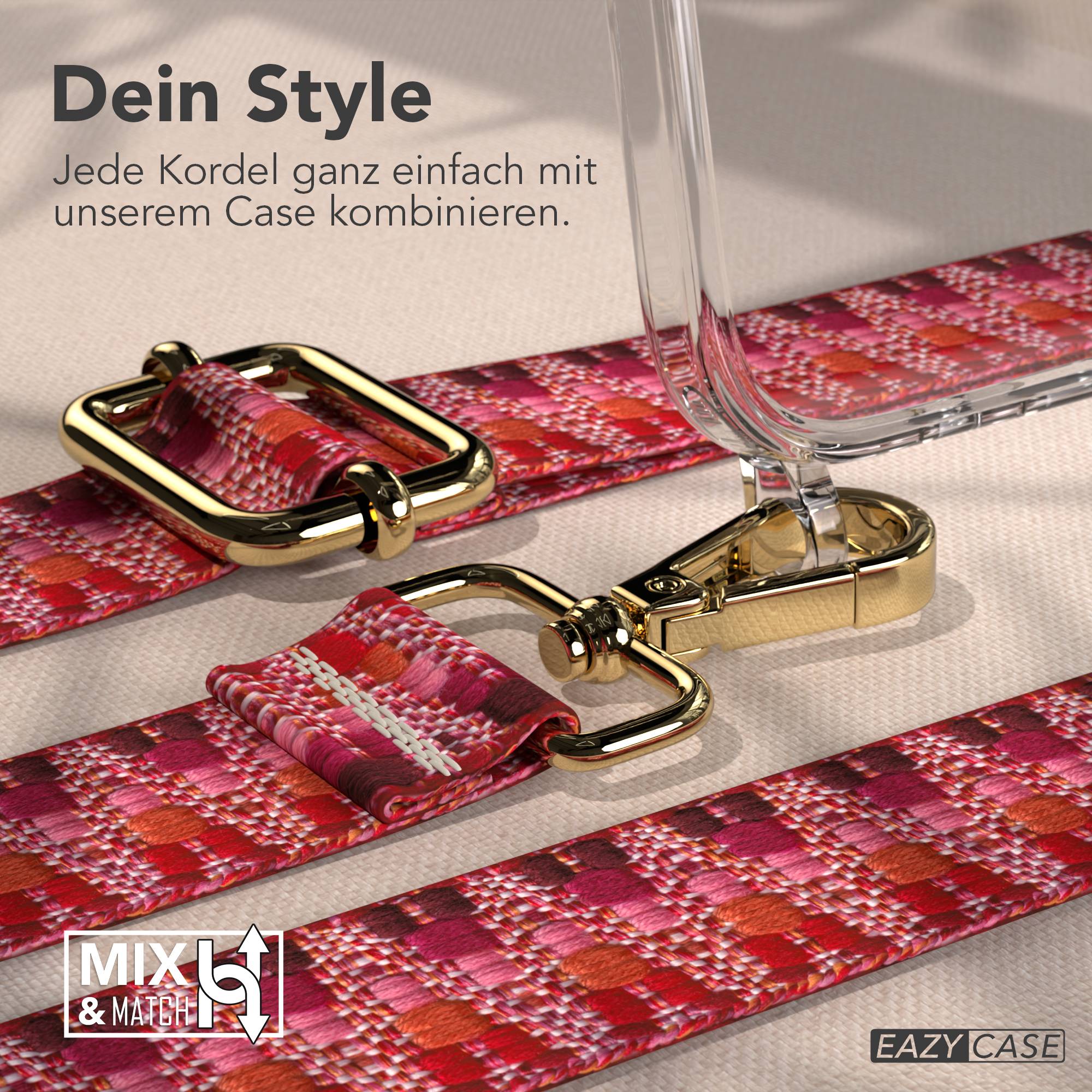 iPhone Air Handykette mit Boho Band verstellbar EAZY CASE #farbe_beere-metallfarbe-gold
