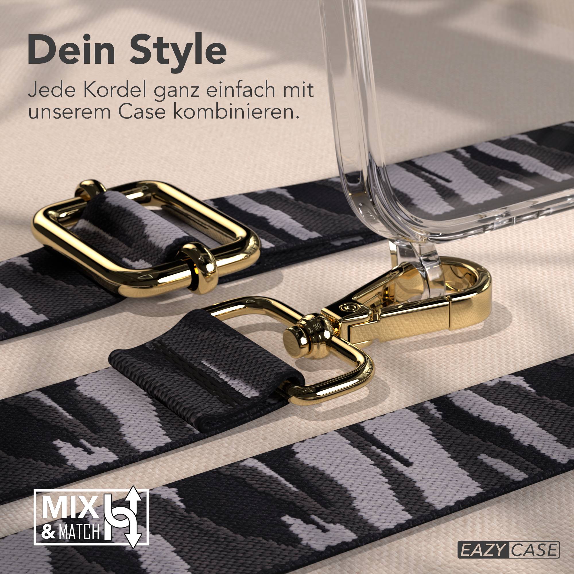 iPhone Air Handykette mit Boho Band verstellbar EAZY CASE #farbe_grau-camouflage-metallfarbe-gold