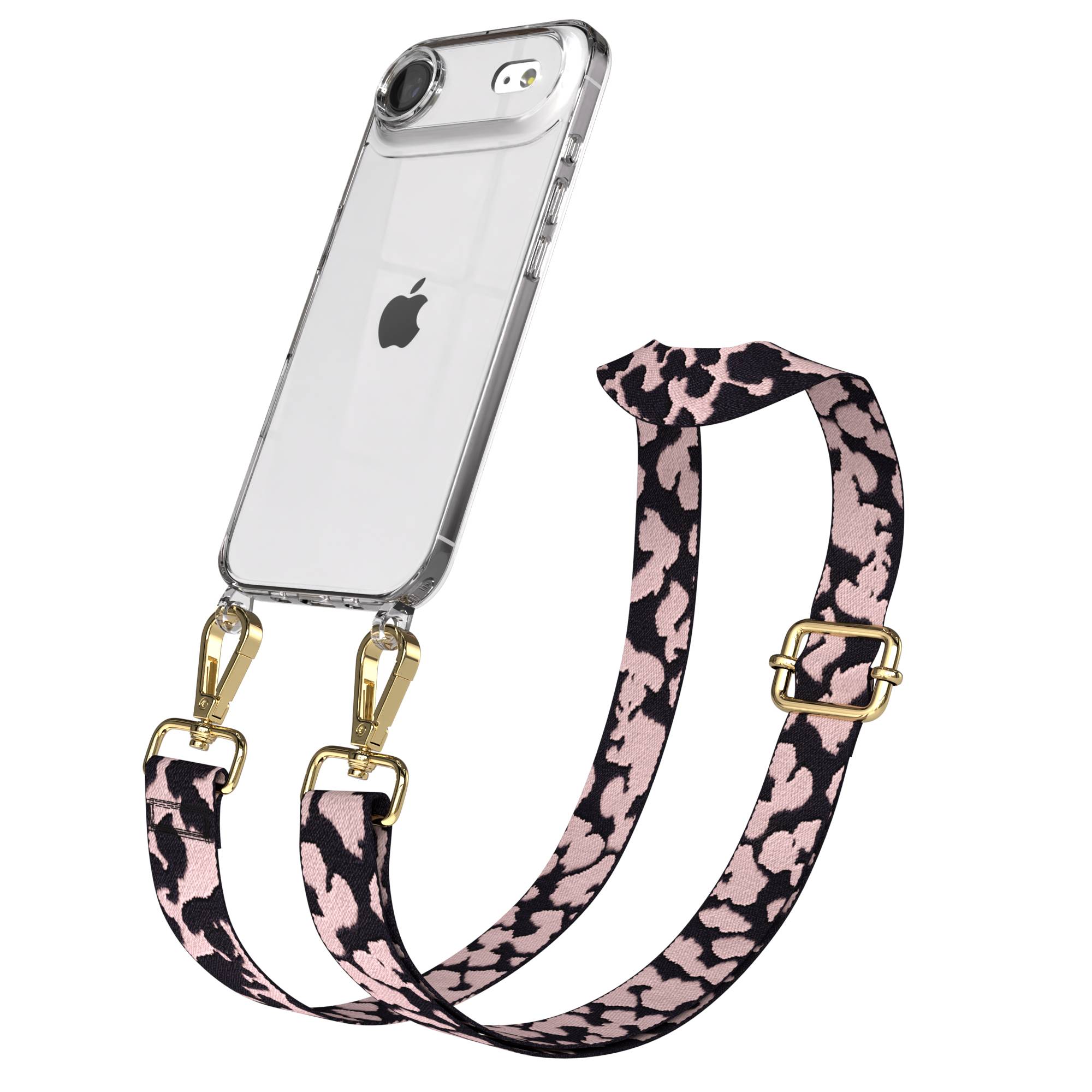 iPhone Air Handykette mit Boho Band verstellbar EAZY CASE #farbe_rosa-camouflage-metallfarbe-gold