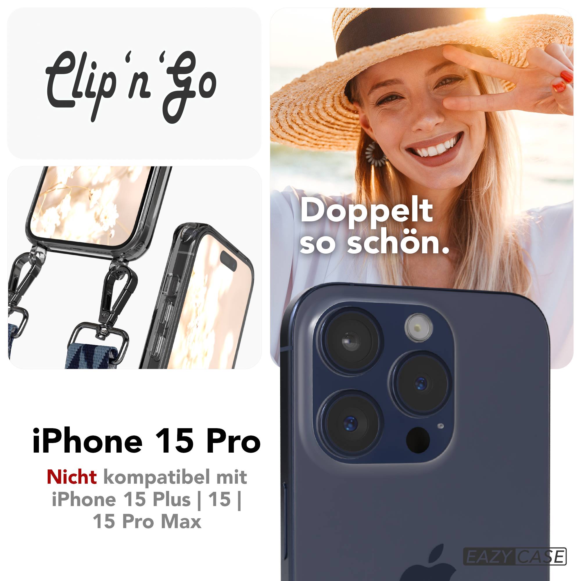 iPhone 15 Pro MagSafe Handykette mit Boho Band verstellbar