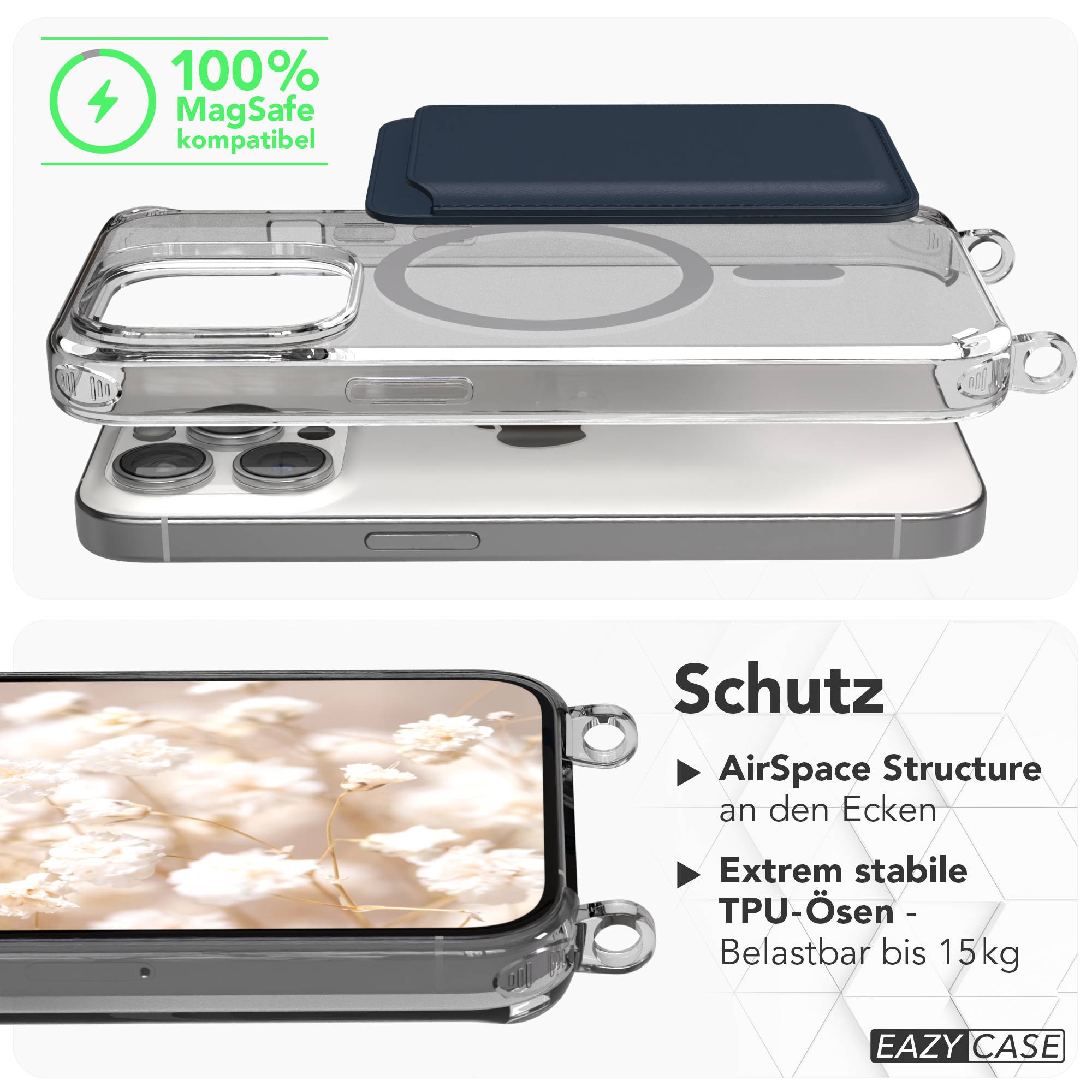 iPhone 15 Pro MagSafe Handykette mit Boho Band verstellbar