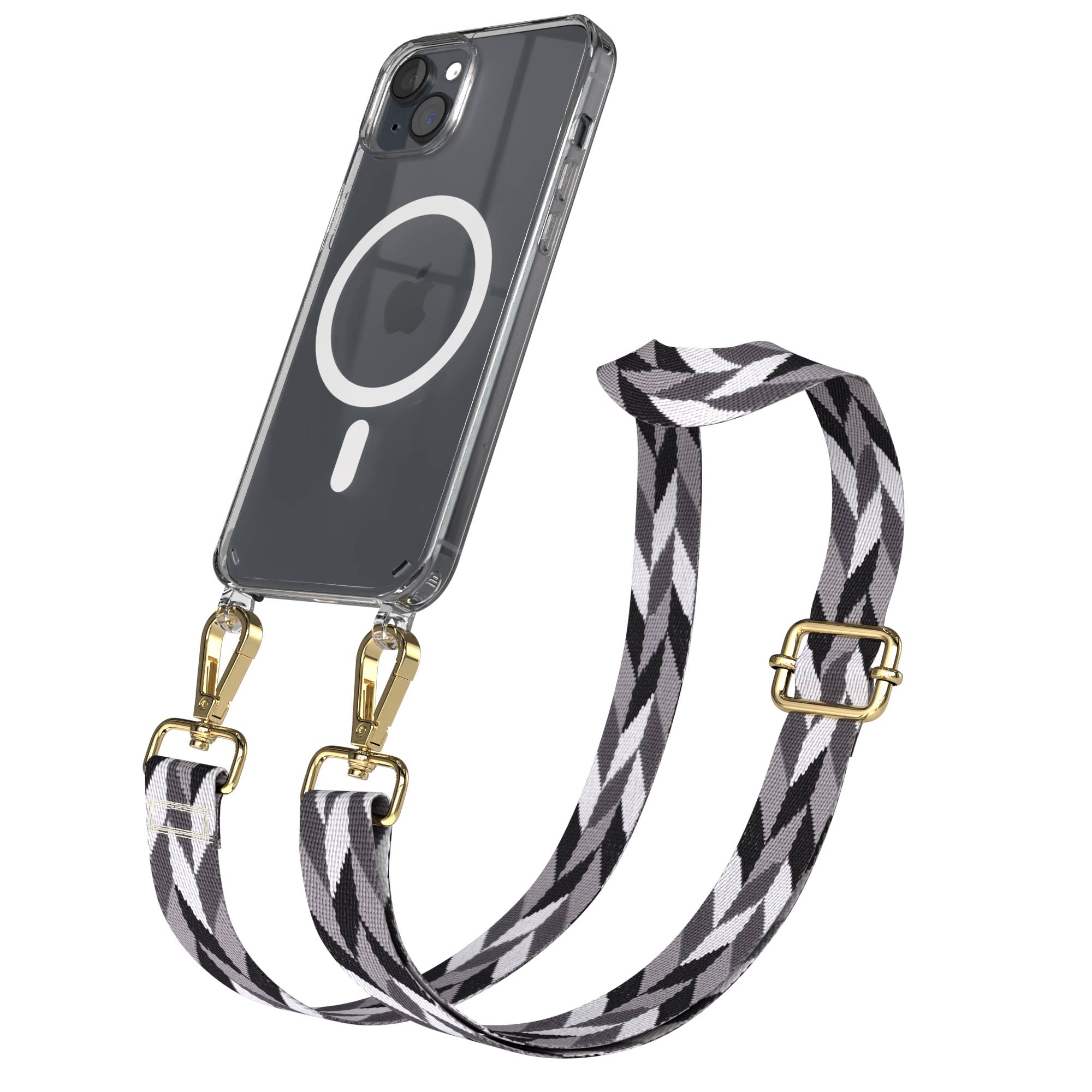 iPhone 15 Plus MagSafe Handykette mit verstellbarem Boho Band Umhängeriemen