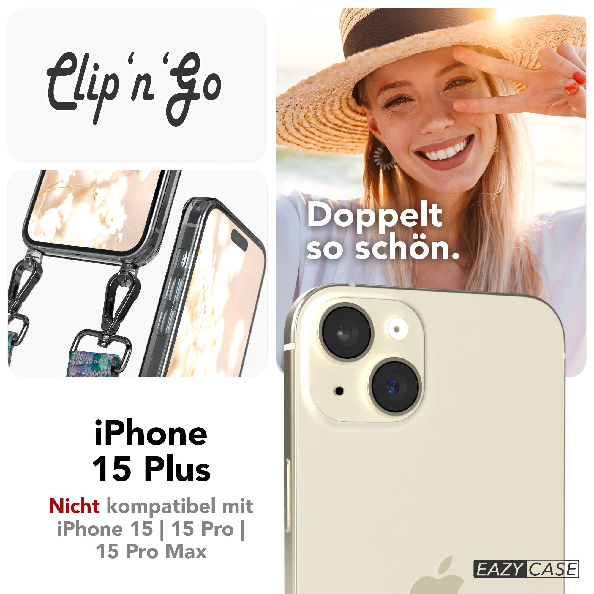 iPhone 15 Plus MagSafe Handykette mit verstellbarem Boho Band Umhängeriemen