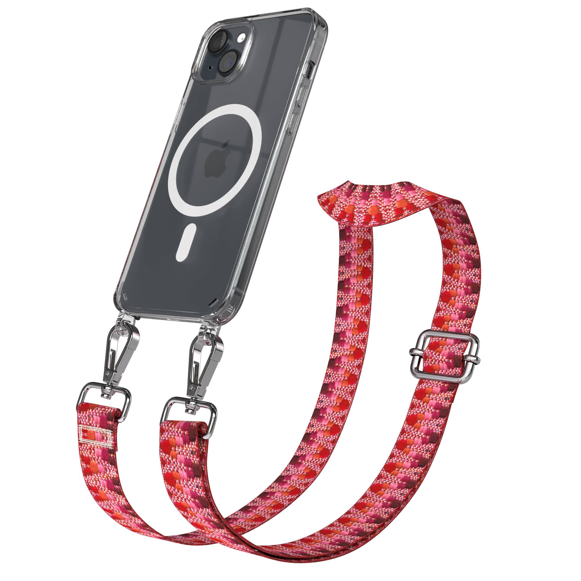 iPhone 15 Plus MagSafe Handykette mit verstellbarem Boho Band Umhängeriemen